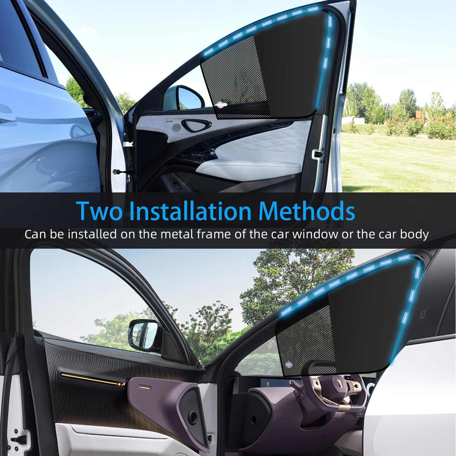 Car Window Shades for Side Window Magnetic Half Blackout & Half See-Through Driver Window Sun Shade Universal for Most Cars for