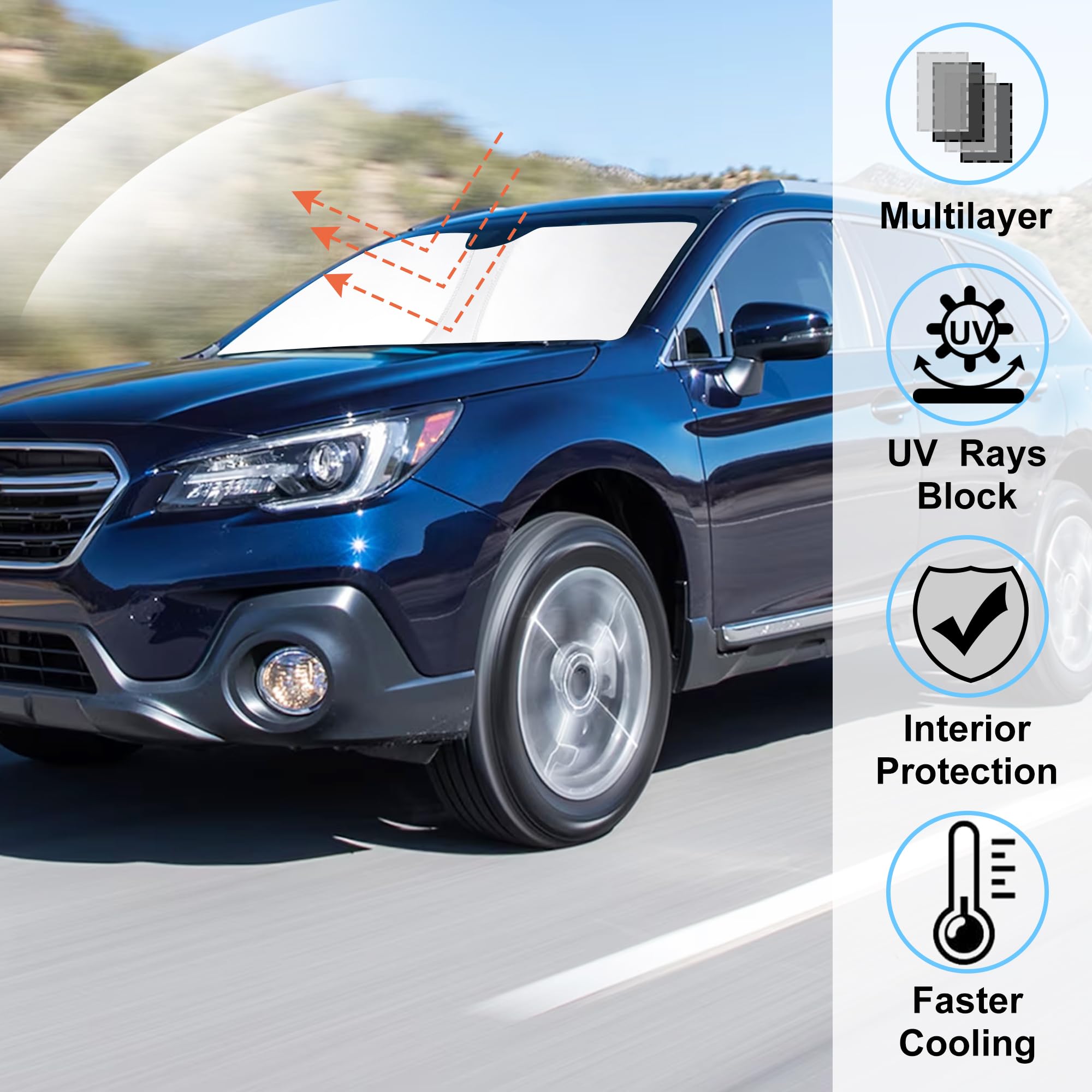 Windshield Sun Shade Custom Fit For 2015-2019 Subaru Outback Wagon Accessories Foldable Sunshade Sun Blocker Protect Car From Su