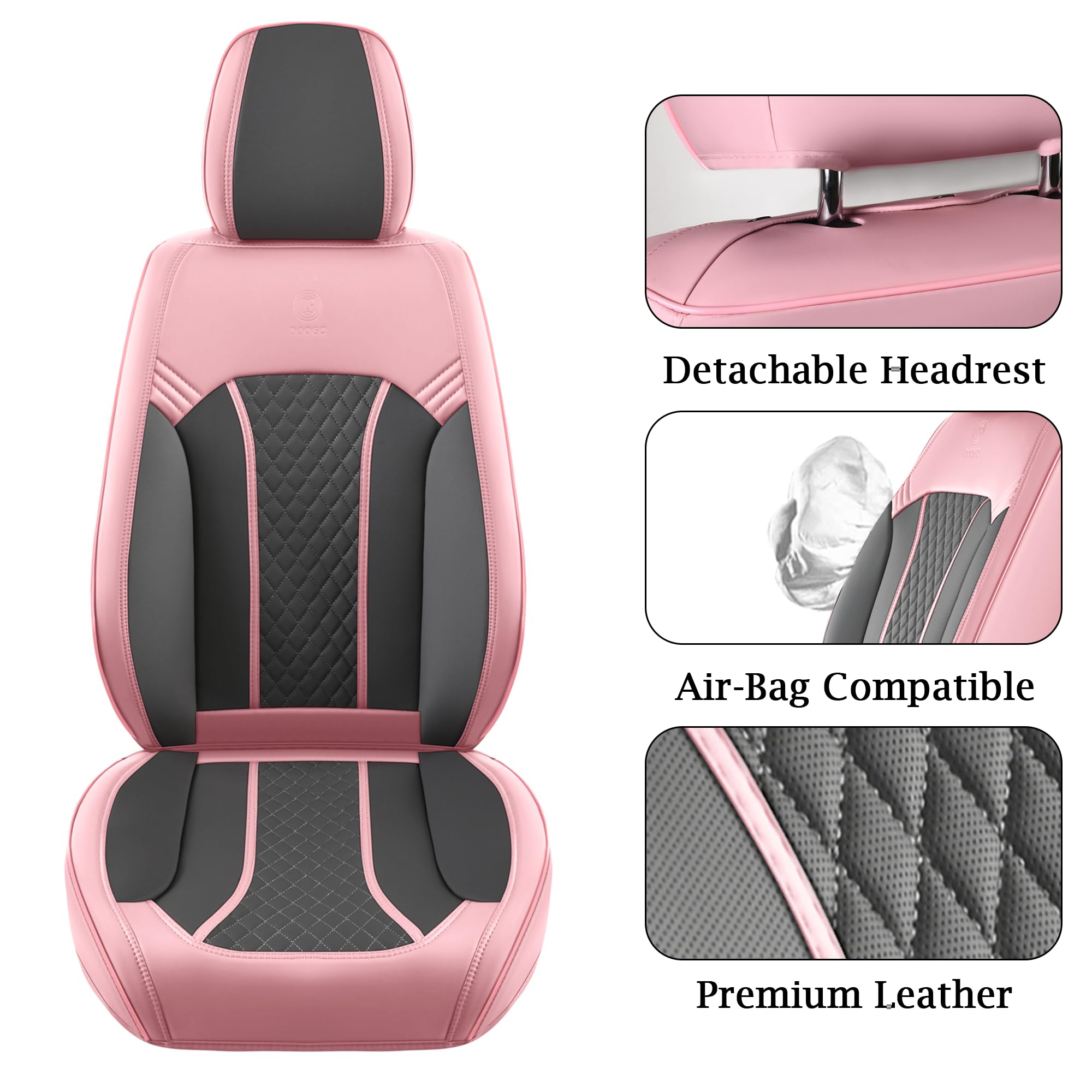 Doogo Seat Covers, Car Seat Covers, Breathable Front Seat Covers, Universal Non-Slip Seat Cushion Pink Automotive Seat Covers Ac