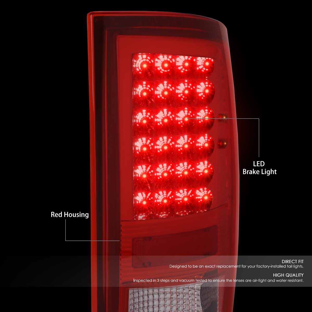 Dna Motoring Tl-Dram09-Led-Ch-Rd Led Tail Light Assembly Driver & Passenger Side [Compatible With 09-17 Dodge Ram 1500 2500 3500]