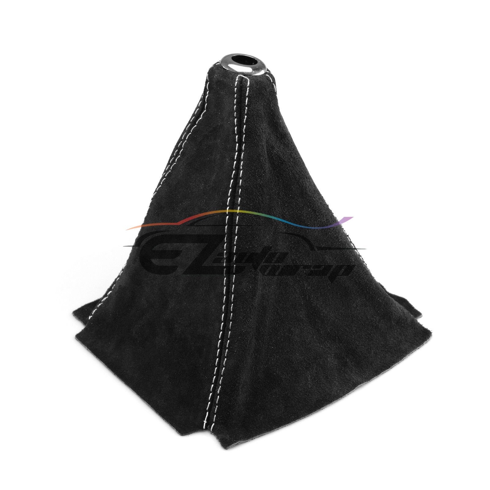 Ezautowrap Universal Velvet Genuine Leather Shift Knob Shifter Boot Cover Black With White Stitches Mt At Sport