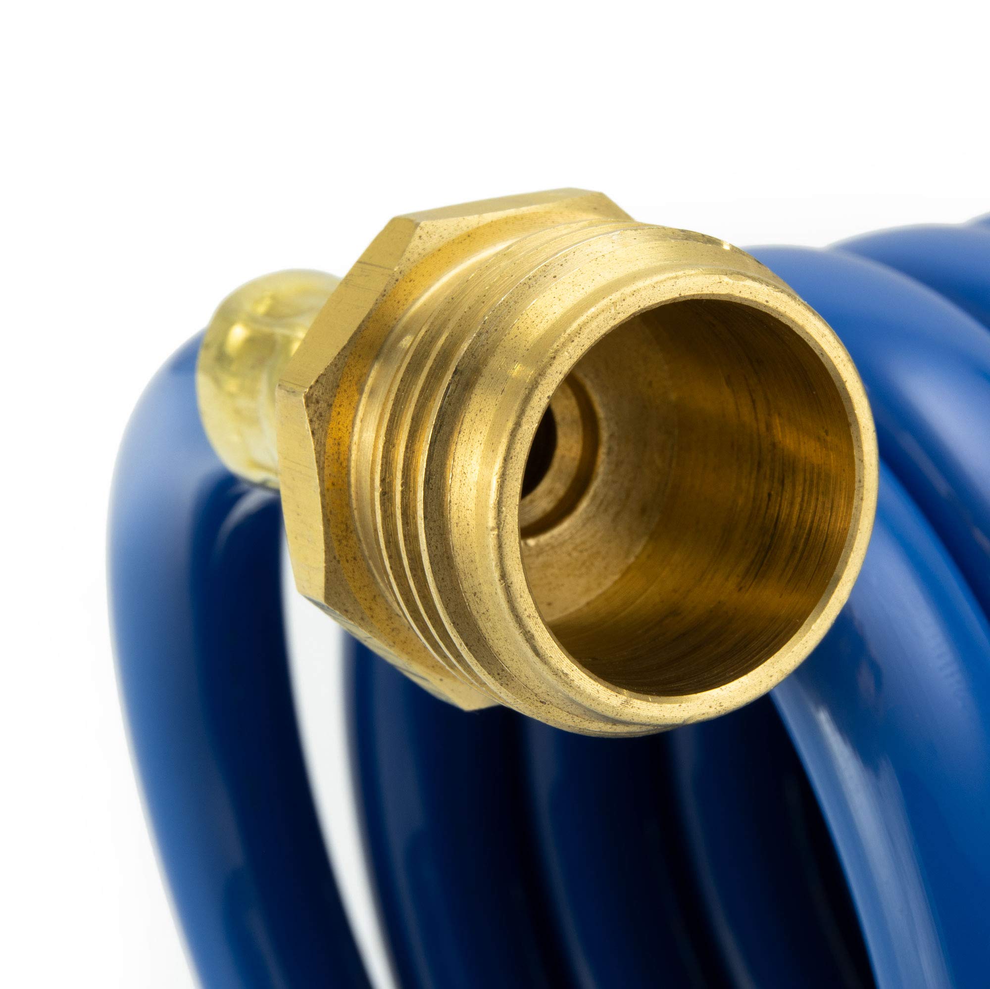 Recpro Rv Blue Exterior Shower Hose | 15' Coiled Hose | Optional Flexible Quick Connect Sprayer | Uv Resistant (With Sprayer)