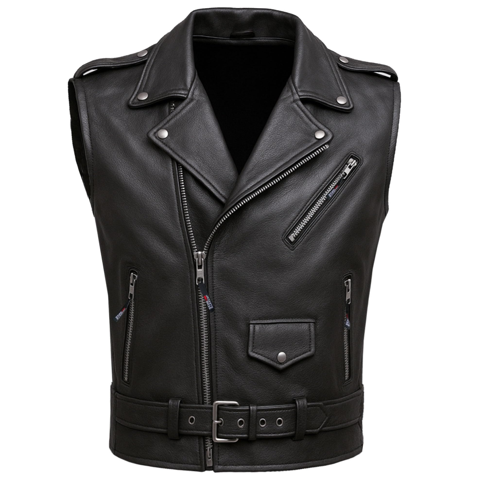 Men'S Classic Cowhide Leather Motorcycle Biker Vest | Concealed Carry Gun Pockets | Vintage Cruiser Vest For Men | Stylish Club Riding Vest Black L