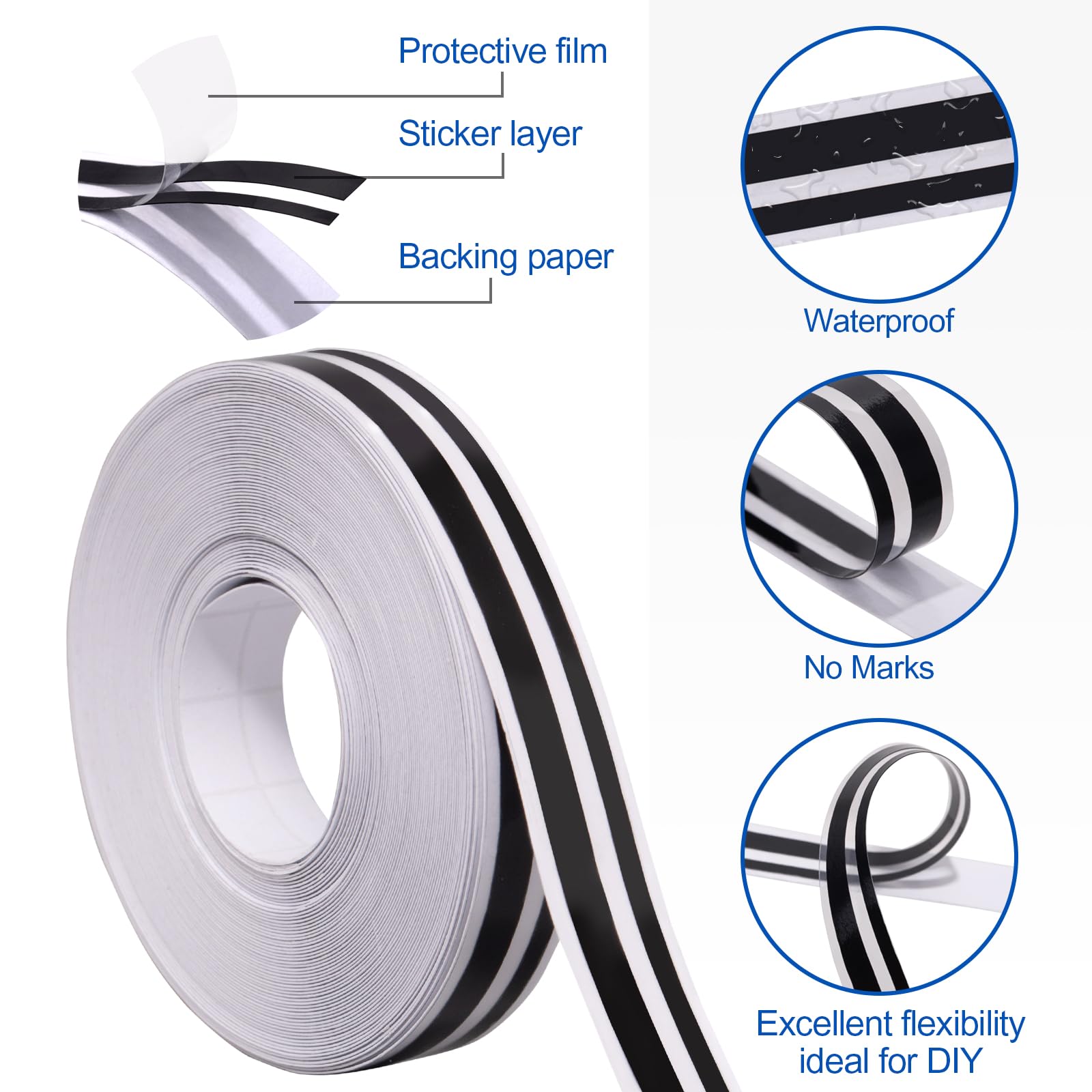 Spurtar 2 Rolls x 33Ft Pinstriping Tape for Car, Automotive Pinstriping Tape 2 in 1 (5mm & 2mm), Vinyl Pinstripe Decals for Car,