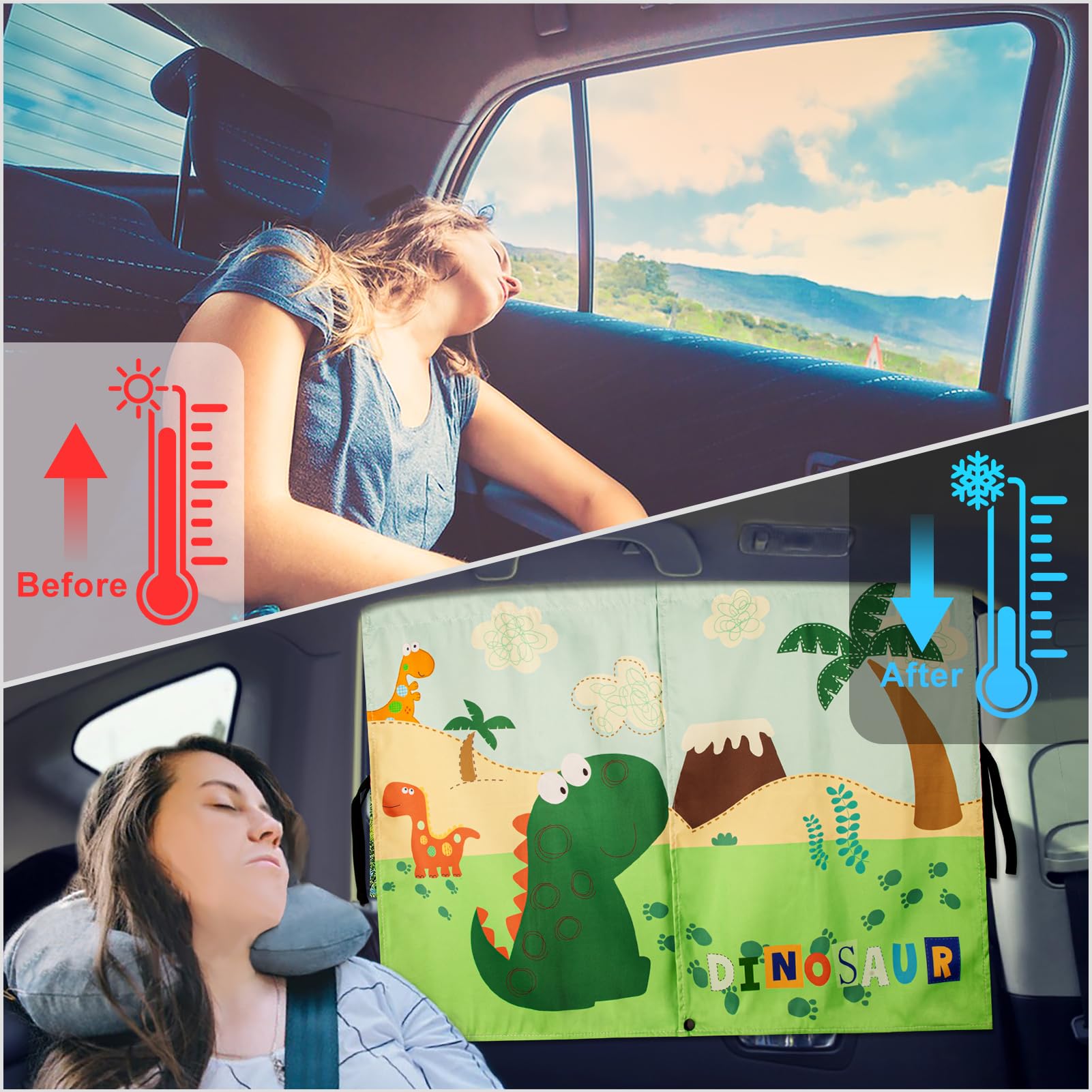 Car Window Shades With Cute Patterns, 2Pcs Magnetic Car Curtains For Privacy Protection Full Covers/Half Shade Options, Auto Sun