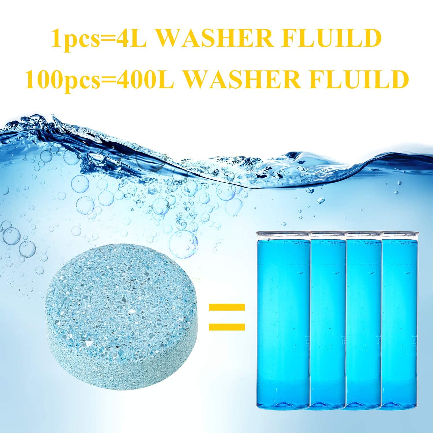 Boao 100 Pcs Car Windshield Washer Tablets Cleaning Washer Fluid Tablets Glass Concentrated Cleaner Windshield Wiper Fluid Solid