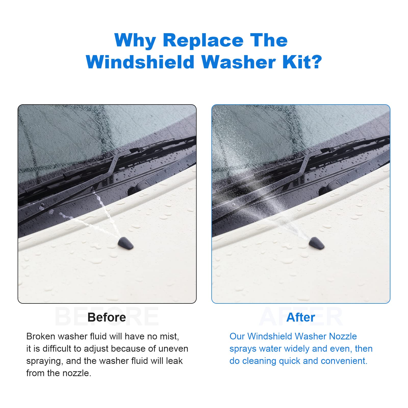 Weuaste 2 Pack Premium Front Windshield Washer Nozzles, Windshield Washer Nozzle Replacement for Chrysler, Dodge, Jeep, Ram, Win