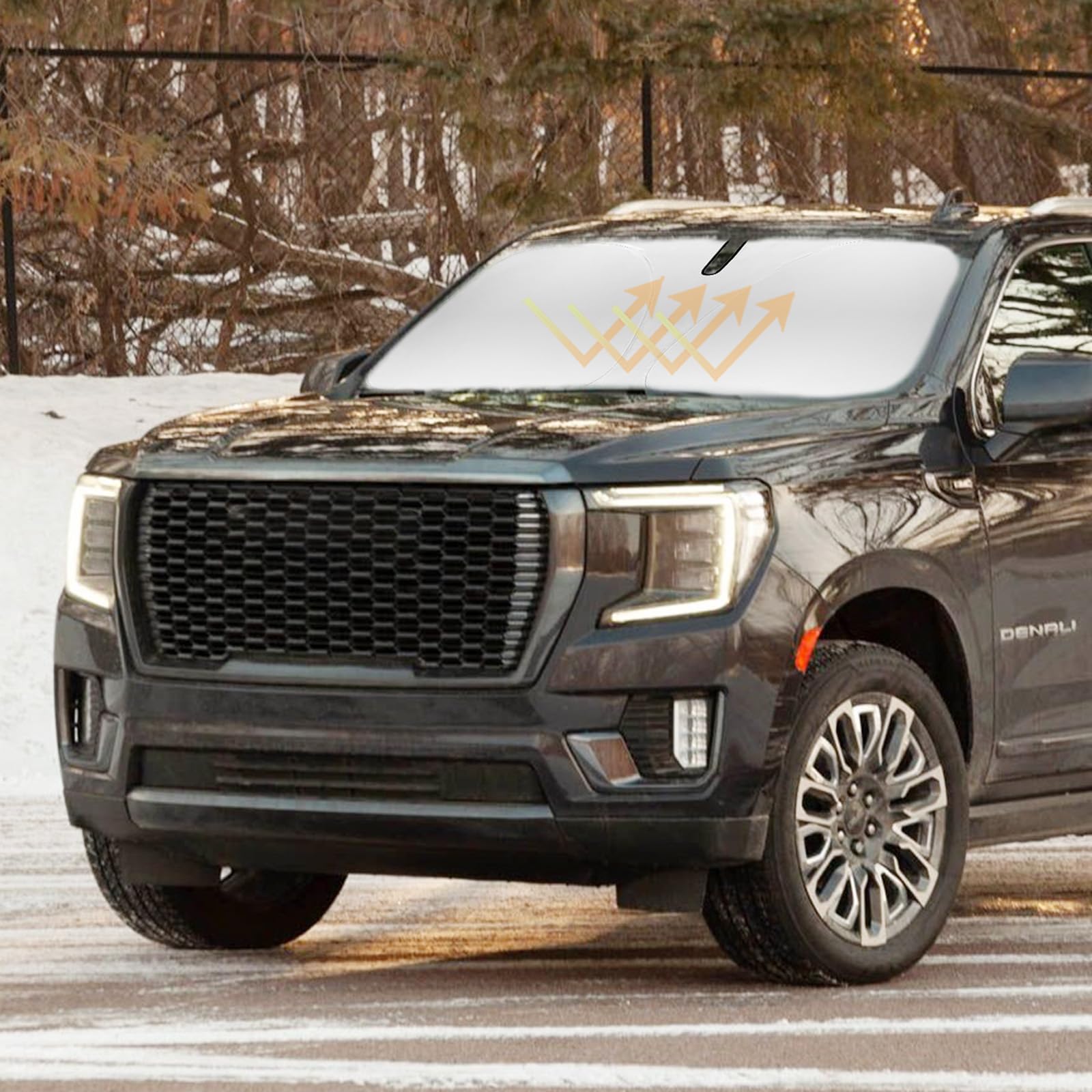 Sunshade Windshield Sun Shade For 2021 2022 2023 2024 2025 Gmc Yukon Xl Foldable Thicken 2-Layer Silver Coating Front Window Sun