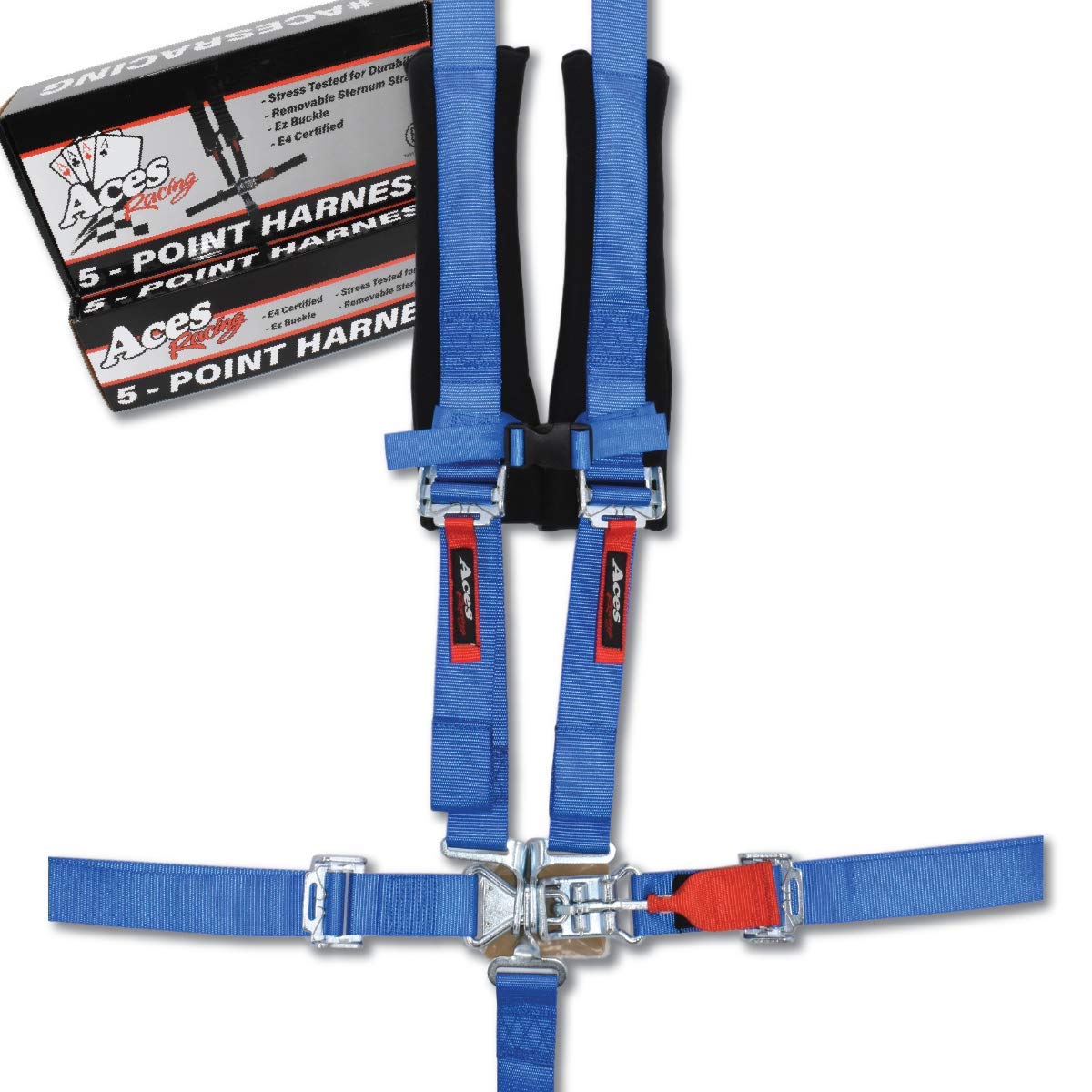 Aces Racing 5 Point Harness E4 Certified with 2 Inch Padding - Blue