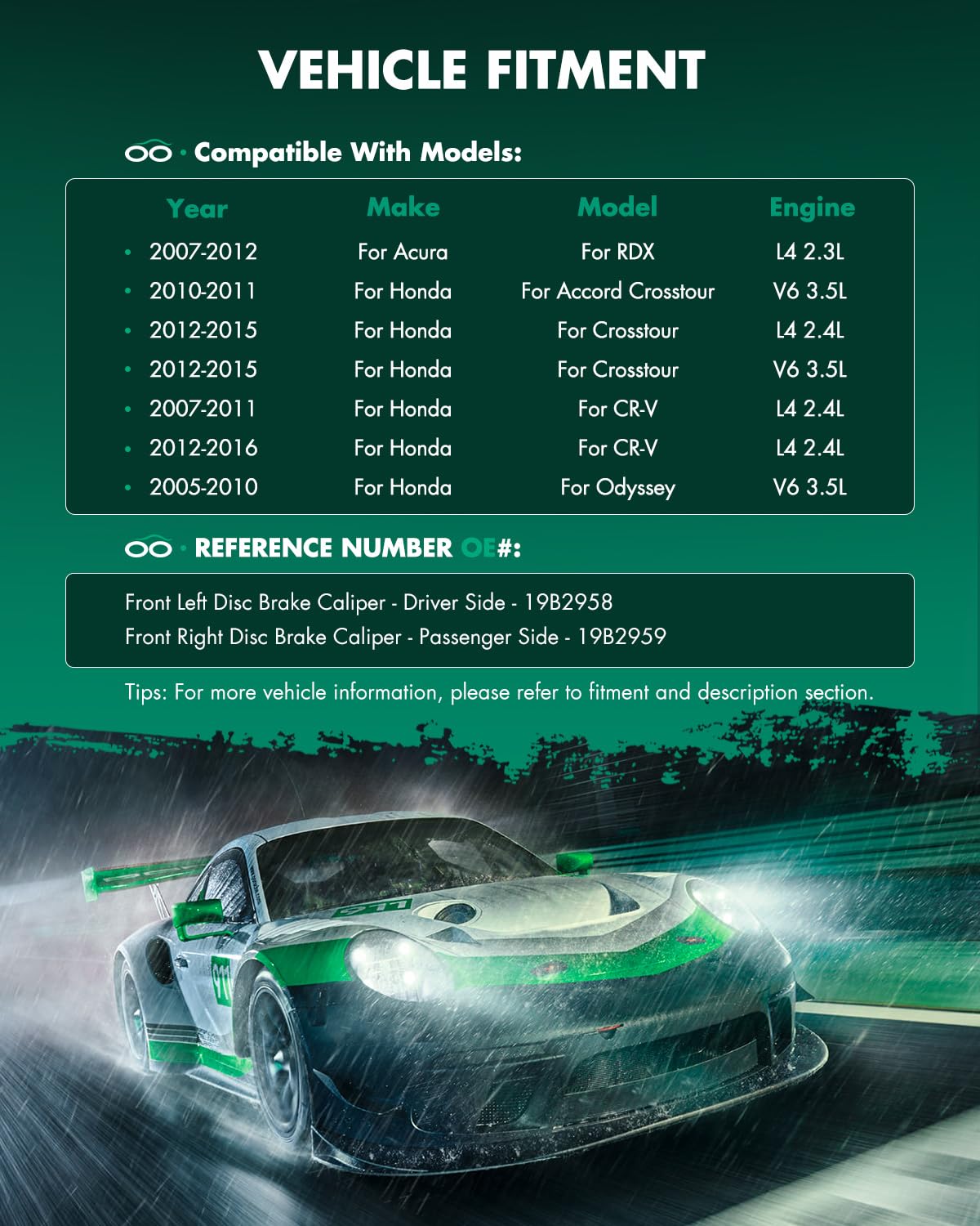 Scitoo Front Brake Caliper With Bracket 19B2959, 19B2958 Fit For Acura Rdx 07-12, For Honda Crosstour 12-15, For Honda Cr-V 07-1