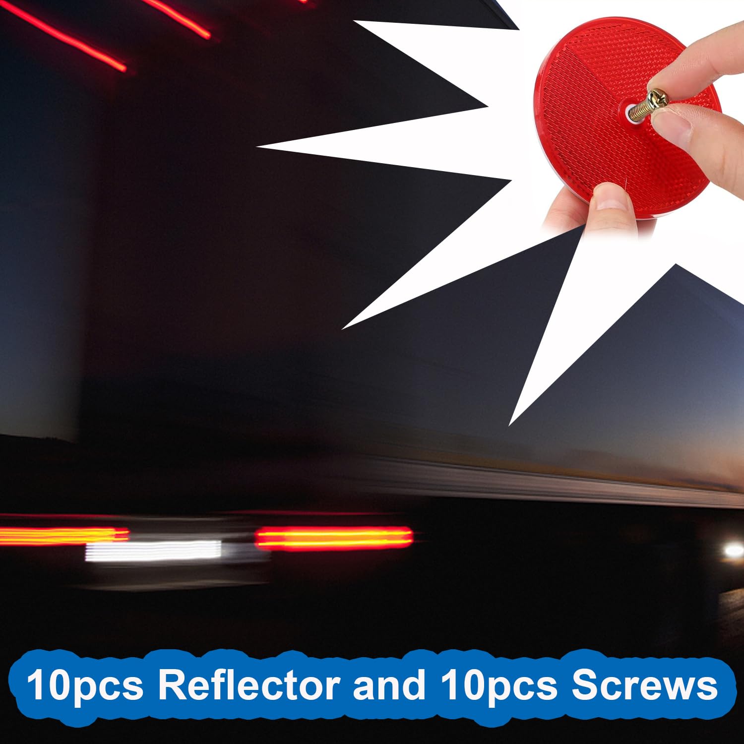 Smseace 12Pcs Safety Reflectors Red Round Reflectors 3Inch With Stainless Steel Screw Used For Mailboxes,Driveway,Tunnels,Post,C