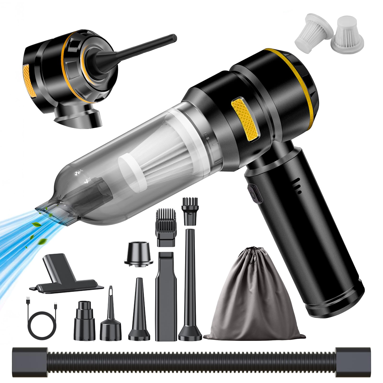 WINWEND Car Vacuum Cleaner High Power - 22000PA Portable Cars Vacuum 4 in 1 Compressed Air Duster & Air Blower & Pump Hand Held 