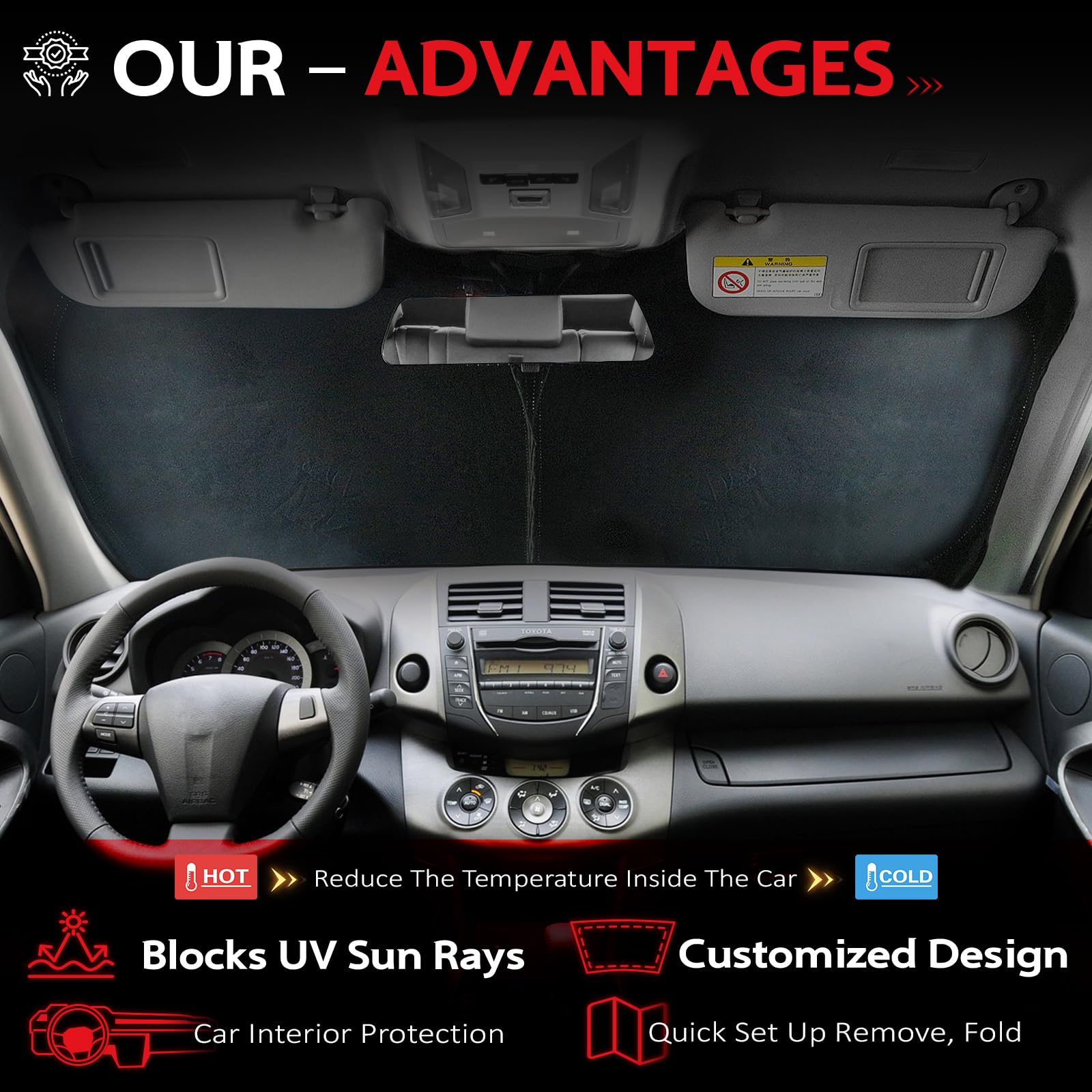 Kayzt Windshield Sun Shade For 2020-2025 Nissan Sentra Sedan Foldable Sunshade Front Window Custom Fit Car Accessories