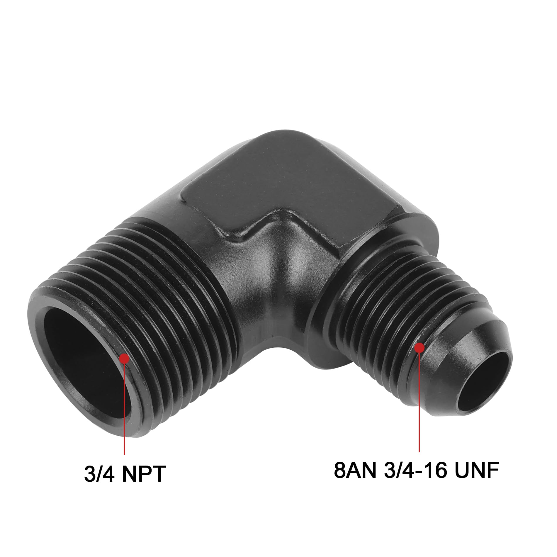 Evil Energy 8An Male Flare To 3/4'' Npt Pipe 90 Degree Fitting Adapter Aluminum Black 2Pcs