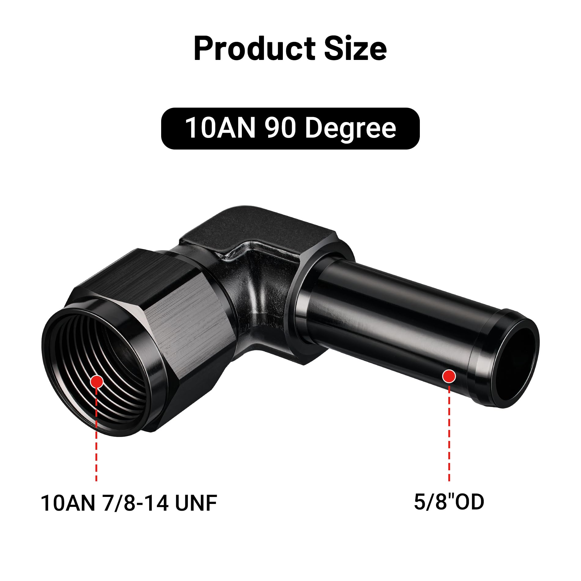 EVIL ENERGY 10AN Female to 5/8'' Barb Hose Fitting 90 Degree Swivel 2PCS