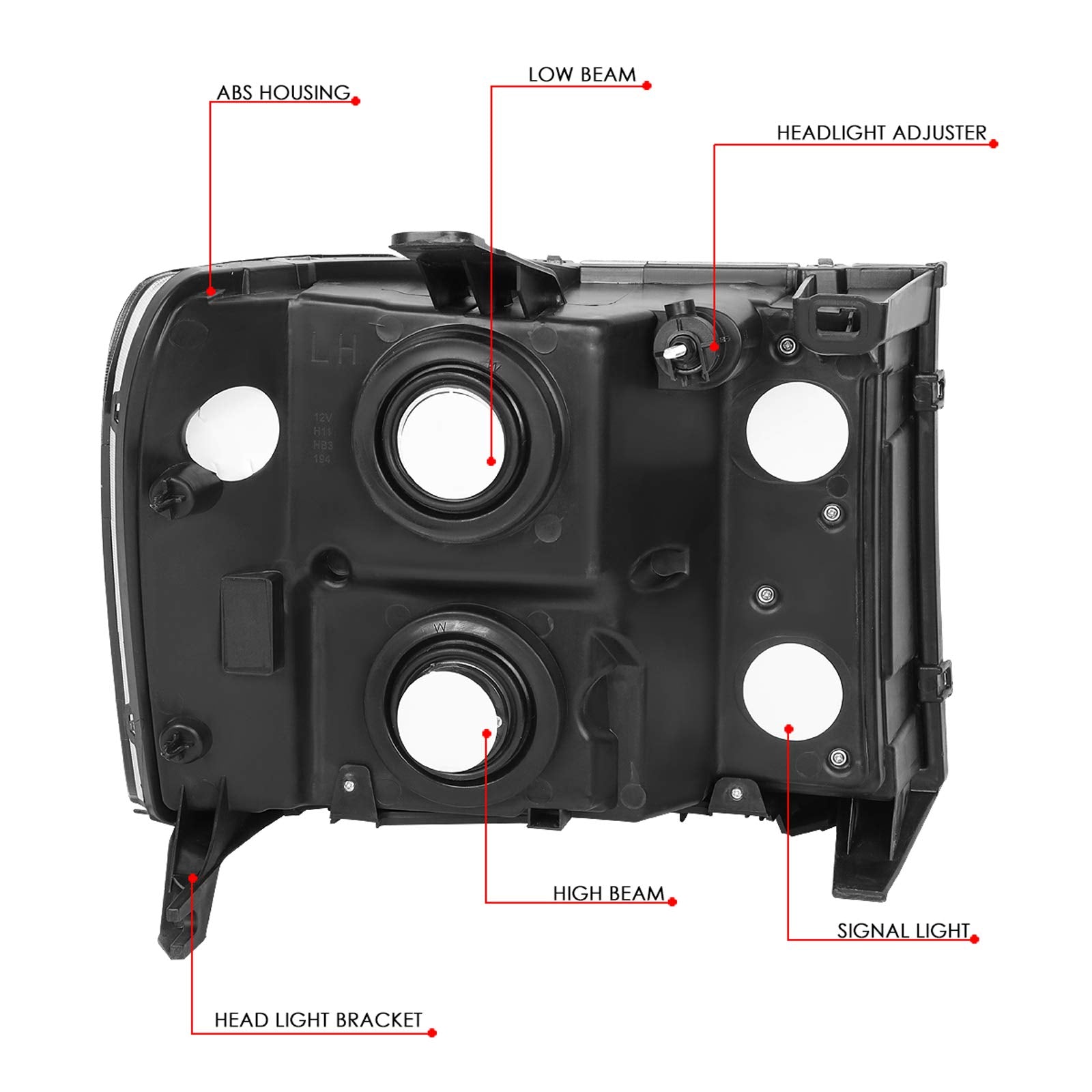 Dna Motoring Pair Oe Style Headlights Compatible With 07-13 Gmc Sierra 1500/07-14 Sierra 2500 Hd 3500 Hd, Chrome/Clear, Hl-Oh-Si