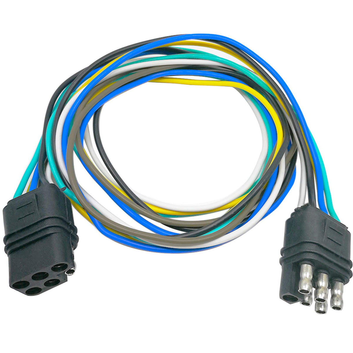 Carrofix 6 Way Square Trailer Wire Extension Loop 6 Pin 18-Gauge 36'' Male And Female Ends Connector