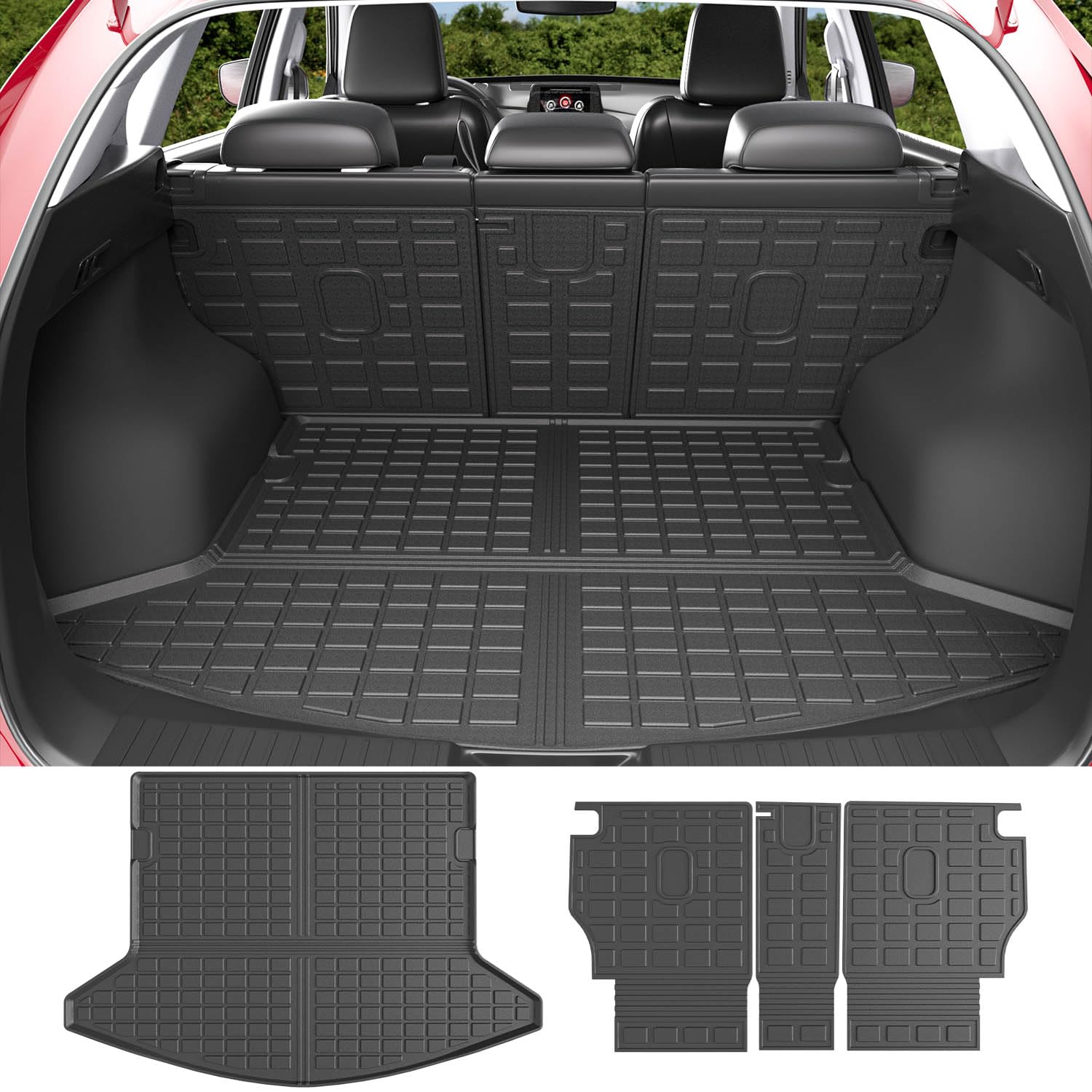 Powoq Cargo Mat Compatible With 2017-2022 Mazda Cx5 Trunk Mat Tpe Cargo Liner Backrest Trunk Liner Replacement For 2017-2022 Mazda Cx-5 Accessories