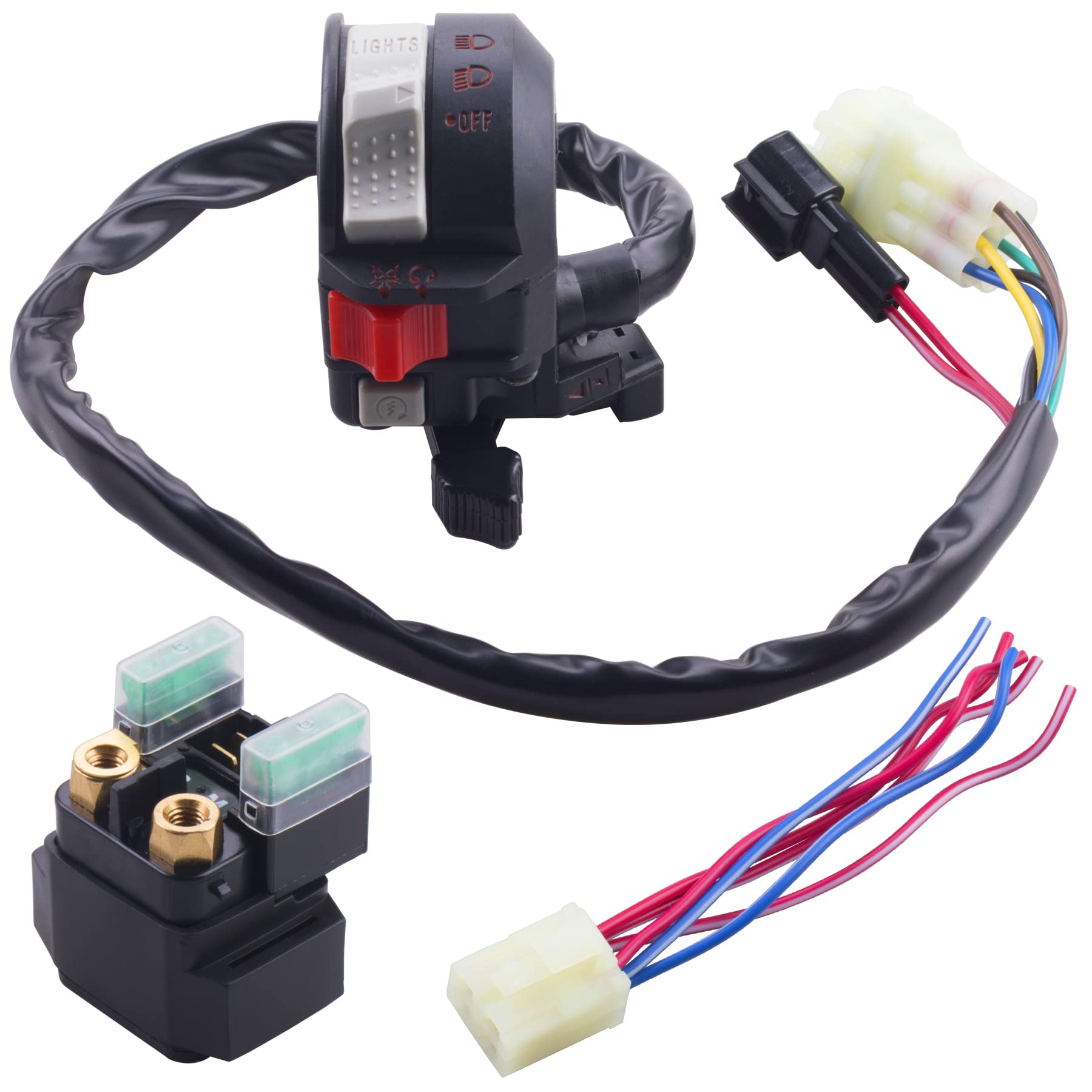 Jingke Left Handlebar Control Engine Start Run Off Headlight Switch And Switchstarter Solenoid Relay For Yamaha Ig Bear 250 400 Bruin 250 350 Grizzly 350 400 660 Kodiak 400 450 Raptor 350 660