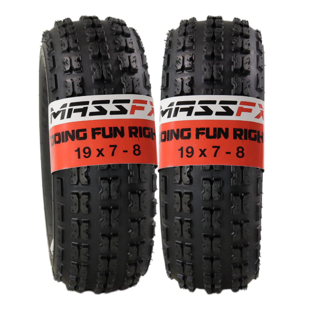 MASSFX 19x7-8 Tire for Sport Quad All-Terrain (ATV), Utility-Task (UTV), and Side-by-Side (SxS) Vehicles - 4-Ply with 1/4'' Trea