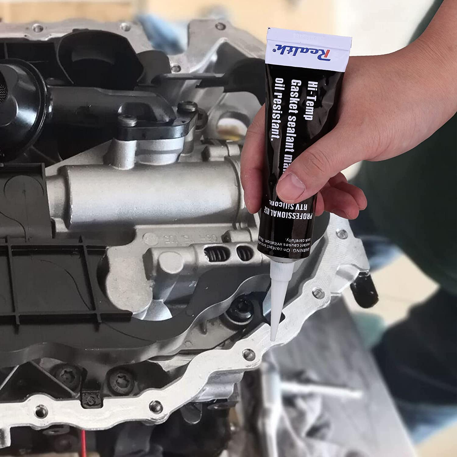 Silicone Gasket Maker Black Oil 6 Pack, High Temperature Rtv 3.53 Oz Ultra Resistance Sealant High Strength Flange Sealing For A