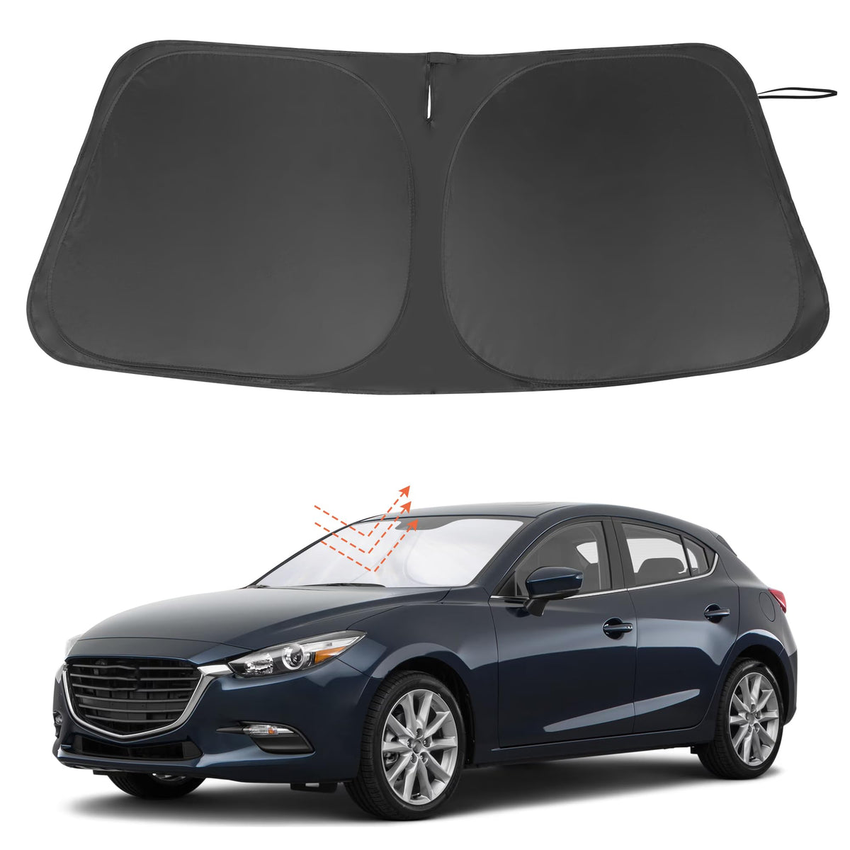 Windshield Sun Shade Custom Fit 2021-2024 2025 Ford Mustang Mach-E Accessories Foldable Sun Blocker Window Sun Visor Protector K