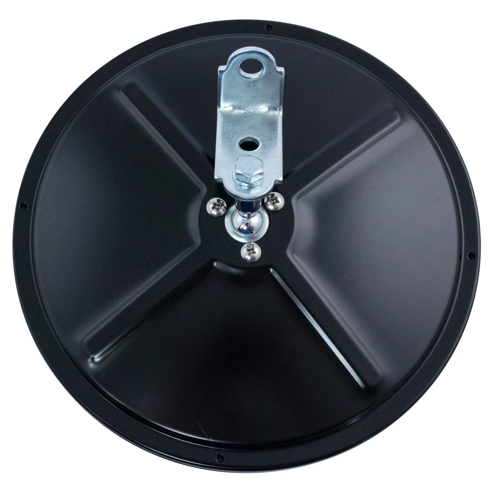 Trq 8.5'' Round Convex Steel Mirror Pair Set Black Center Stud W/Mounting Bracket