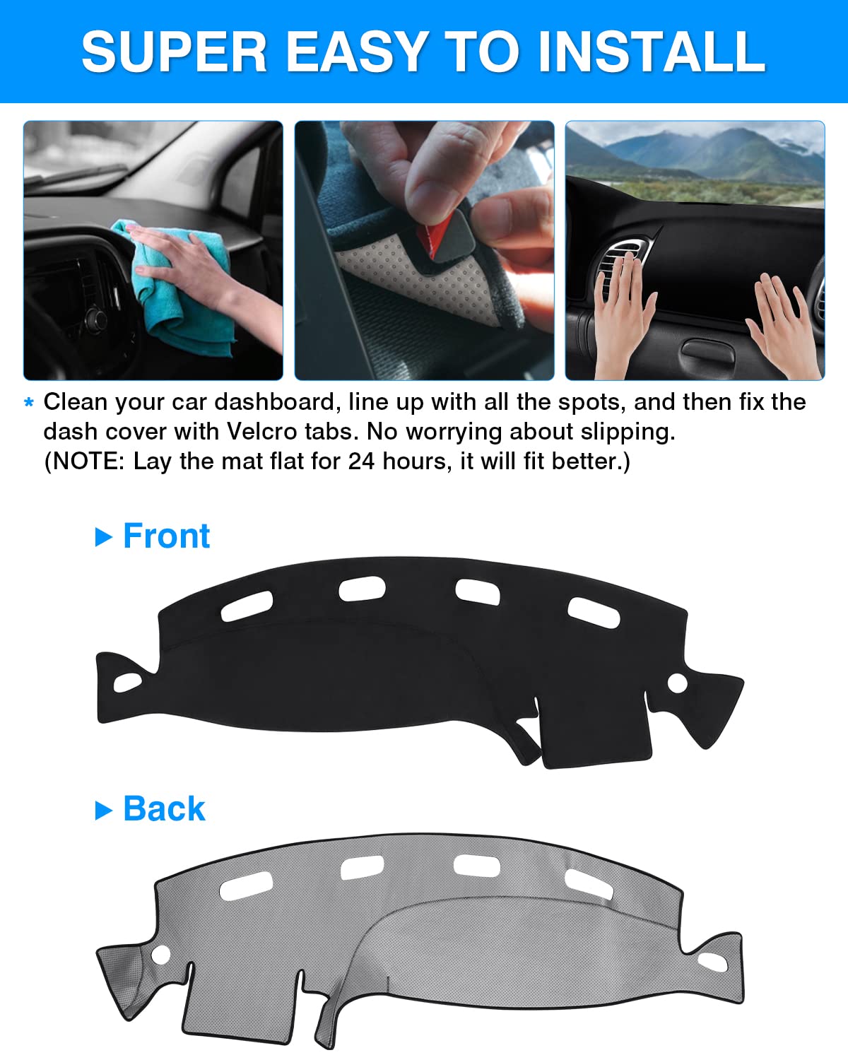 Autorder Dashboard Cover Mat For Dodge Ram 1500 2500 3500 1998-2001 Accessories Dash Cover Flannel Dash Mat Sunshade Glare Uv Ra