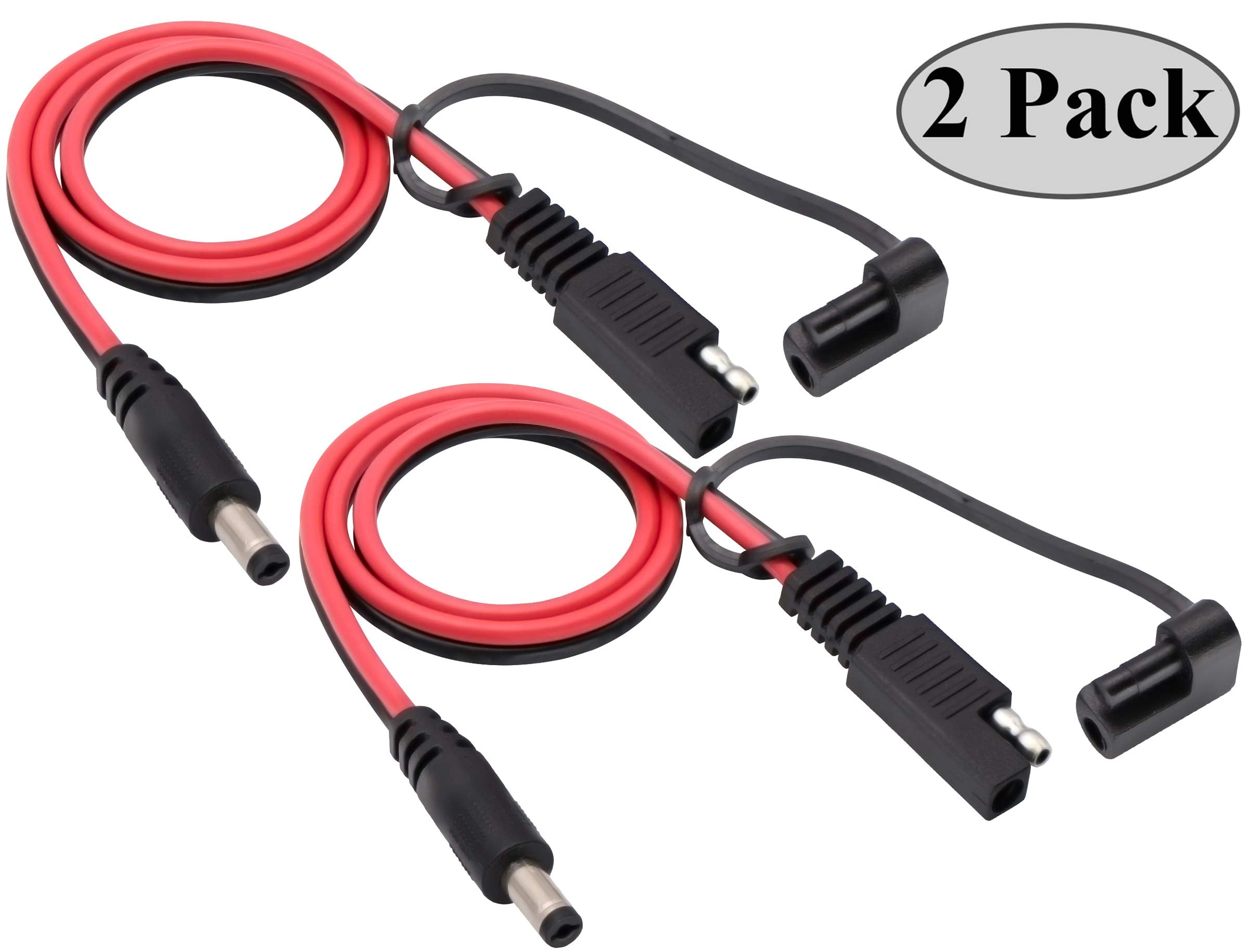 Aaotokk Dc To Sae Connectors Cable Sae Plug To Dc 5.5Mm X 2.1Mm Male Adapters Cables For Automotive Rv Solar Panel Solar Battery