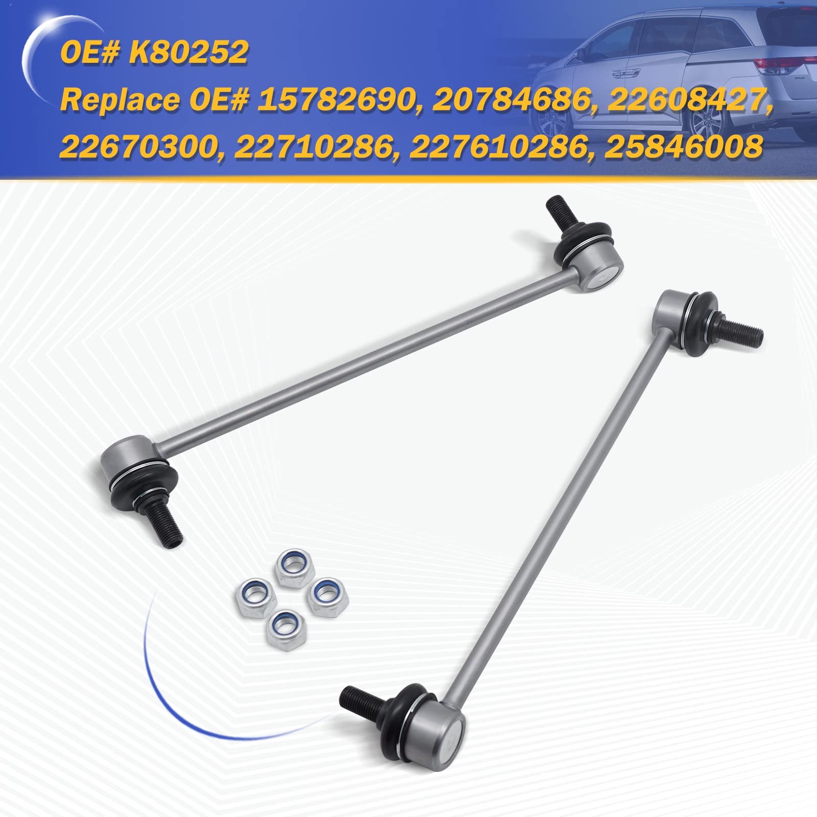 11.8'' Zinc-Nickel Alloy Stabilizer Sway Bar Links For 2005-10 Chevy Cobalt, 2006-11 Hhr,2004-12 Malibu /2007-10 Pontiac G5, 200