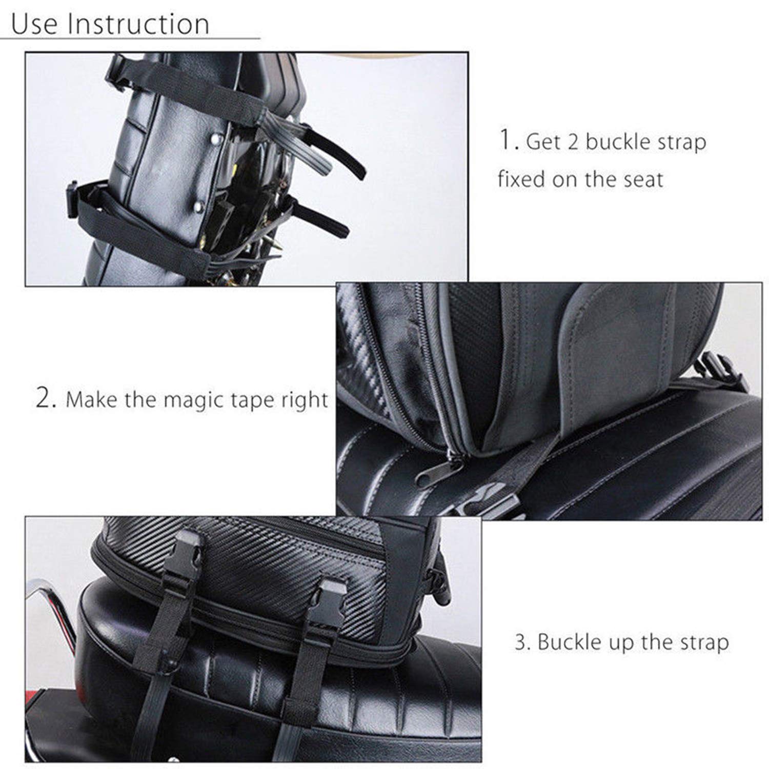 E-Riding Motorcycle Tail Bag, Motorbike Saddlebags, Waterproof Rear Seat Bike Backpack, Multifunctional Luggage Suitcase, Pu Lea