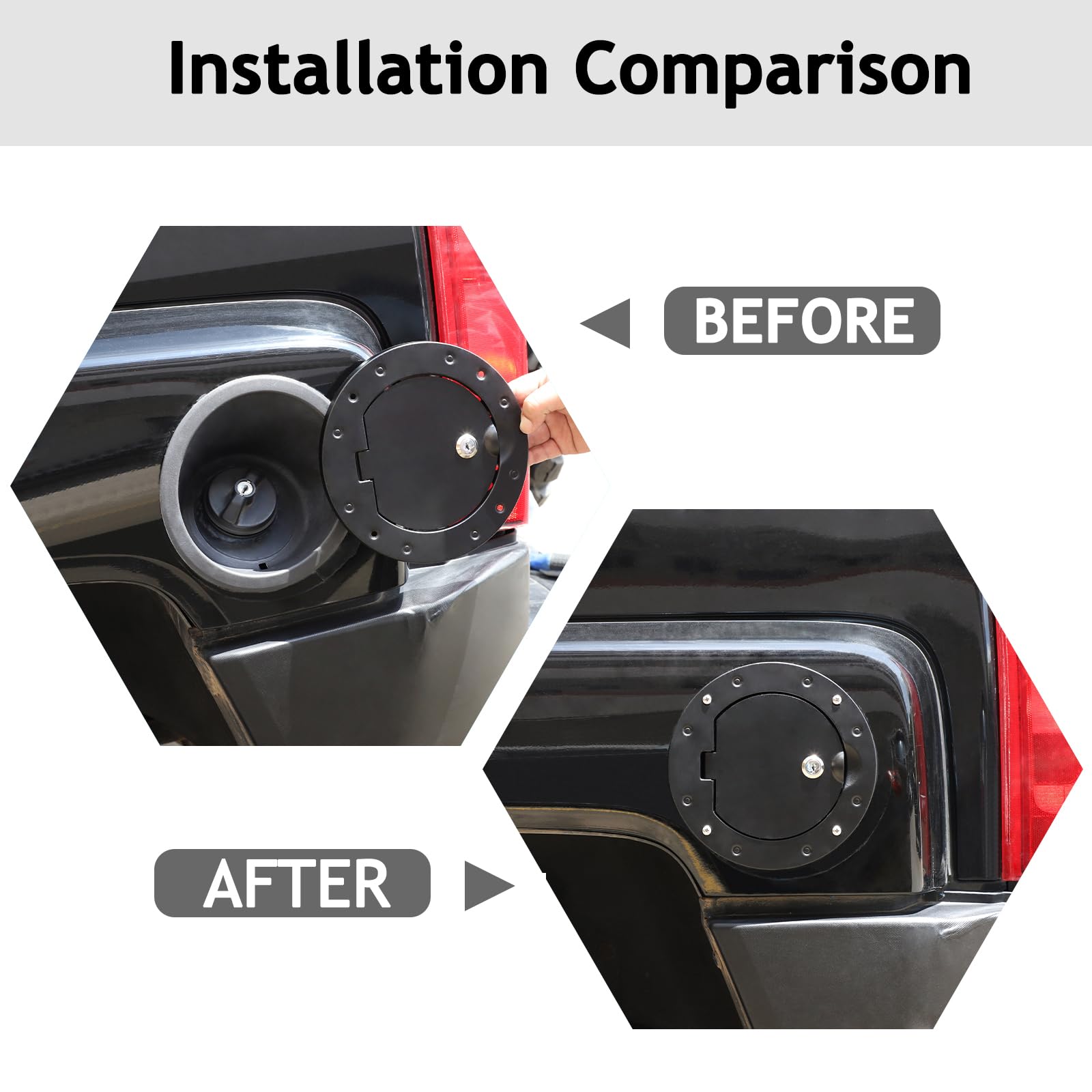 PIUGILH Locking Fuel Filler Door for Hummer H3 (2005-2009) - Black Aluminum Gas Tank Cap Cover
