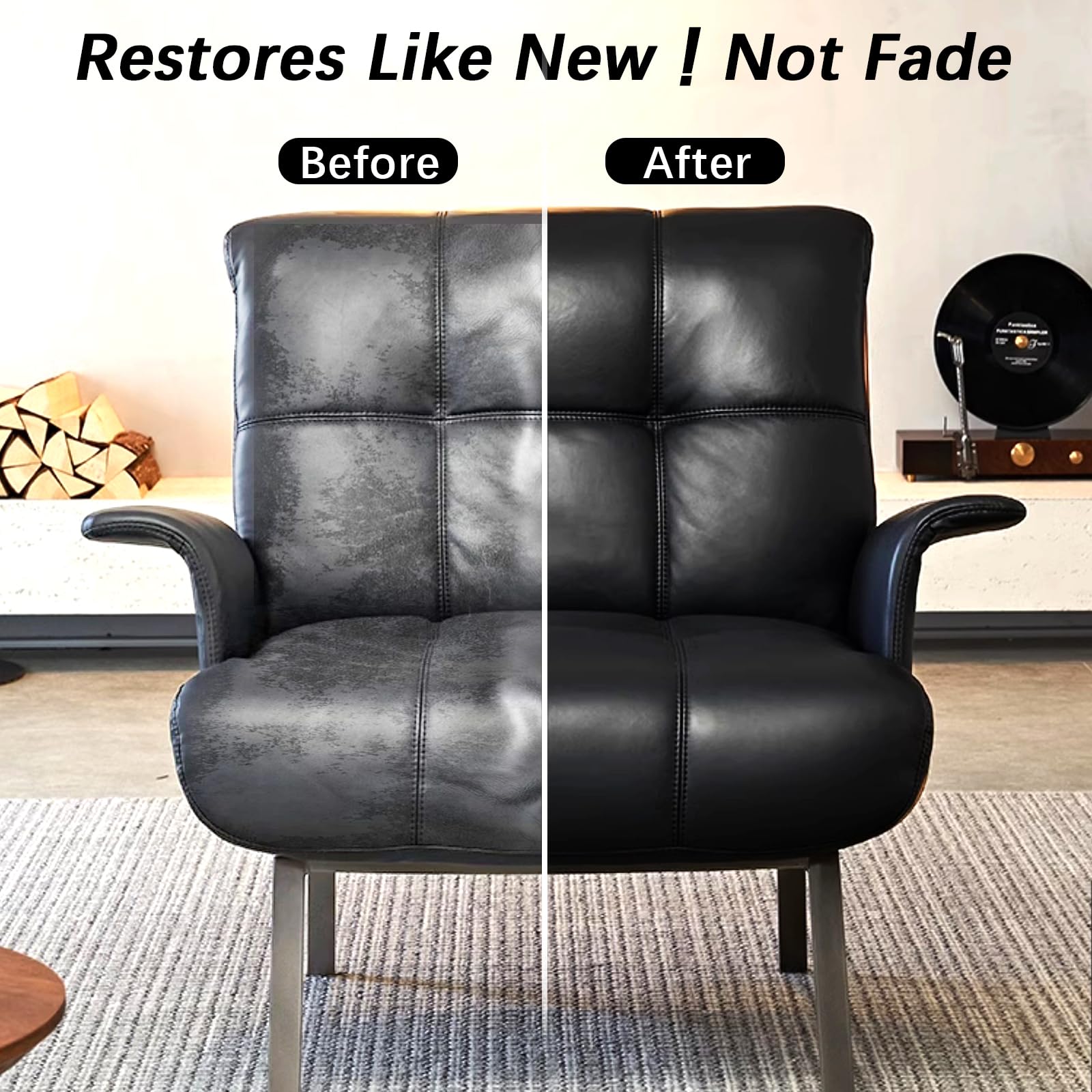 Black Leather Recoloring Balm, Leather Repair Kit for Furniture, Leather Scratch Remover, Leather Color Restorer for Couch, Car