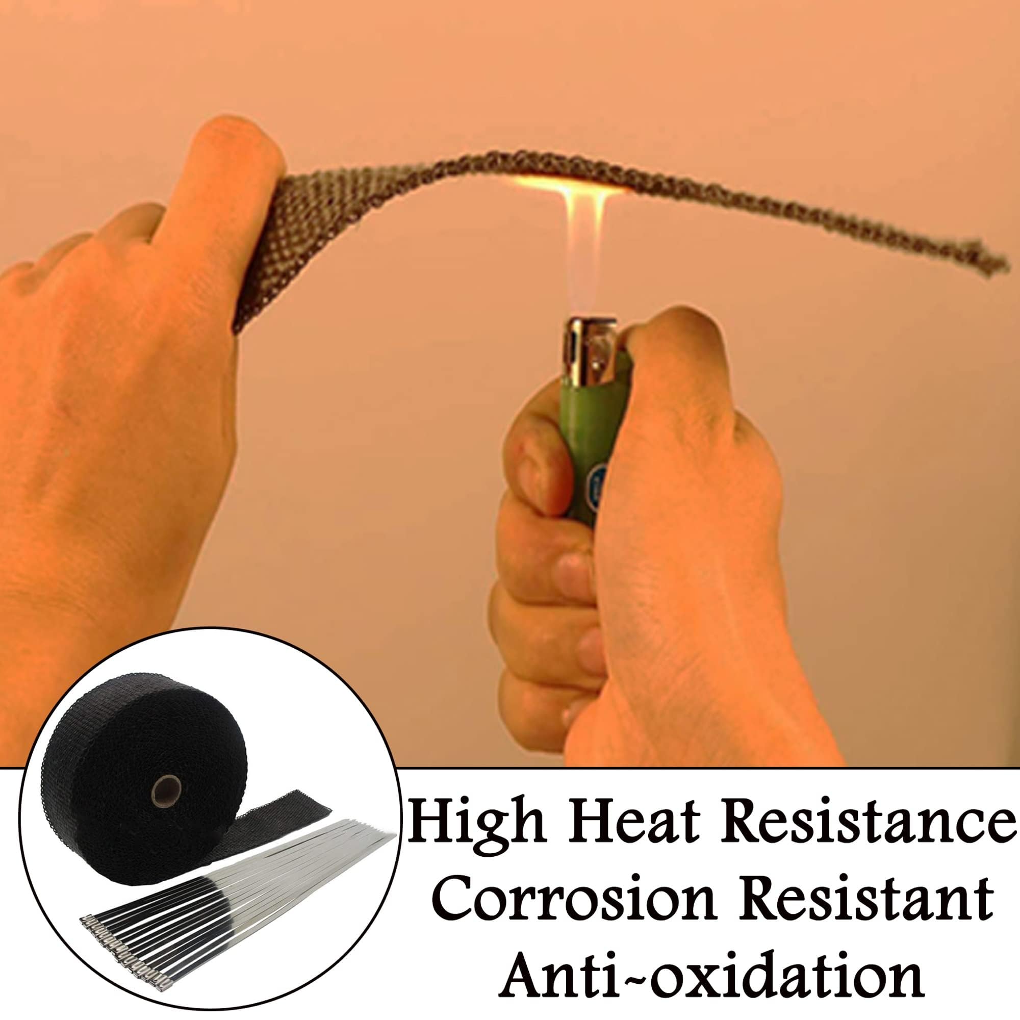 Deecam Exhaust Wrap, Black Exhaust Header Heat Wrap, 2 ' ' X 50 ' Motorcycle High Temp Heat Shield Tape Roll For Exhaust Pipes W