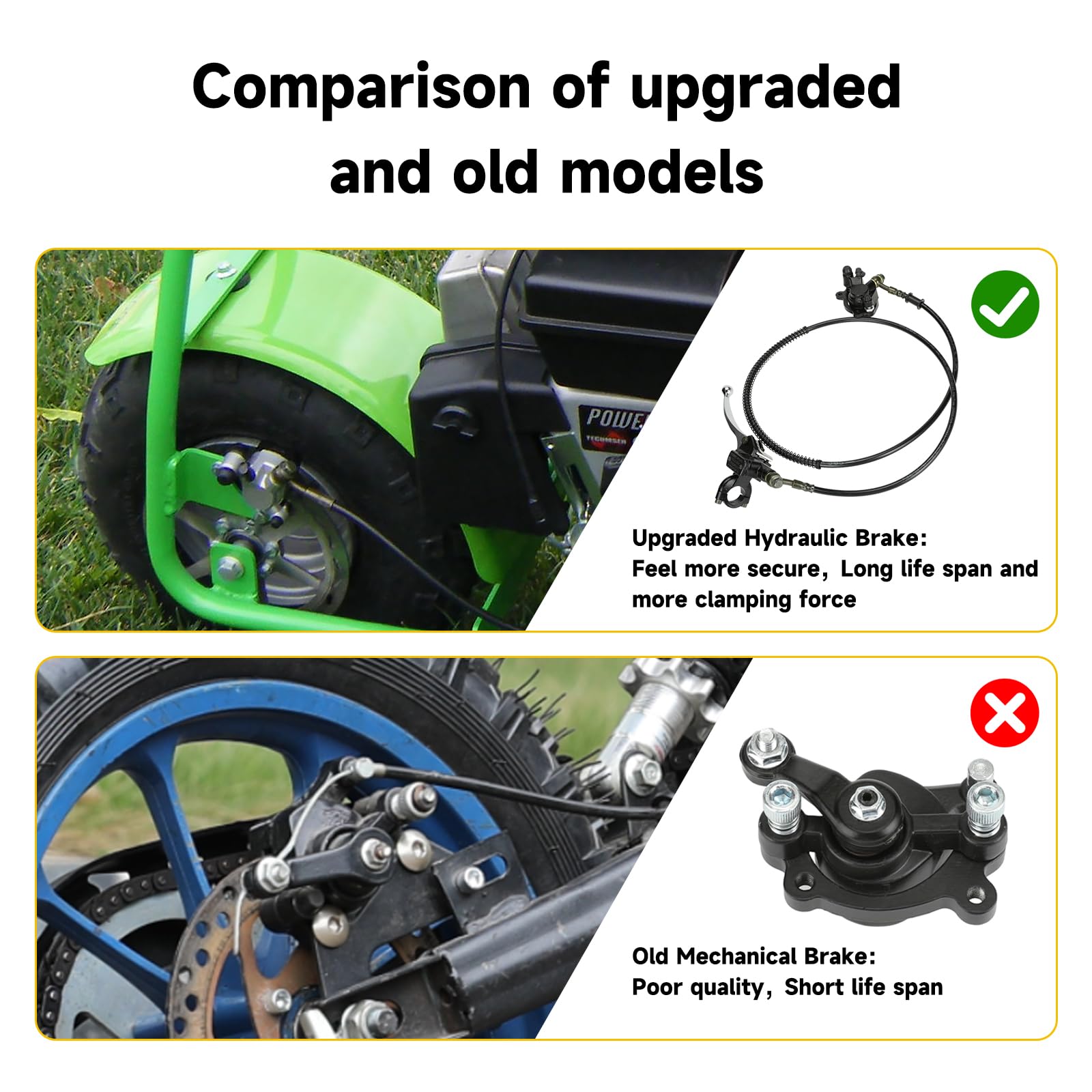 Hiaors Upgraded Hydraulic Brake Master Cylinder Caliper With Brake Pad Assembly Hose Tube For 97Cc 2.8Hp Baja Doodlebug Dirtbug Db30 Mini Bike Mini Dirt Bike Mini Moto Parts