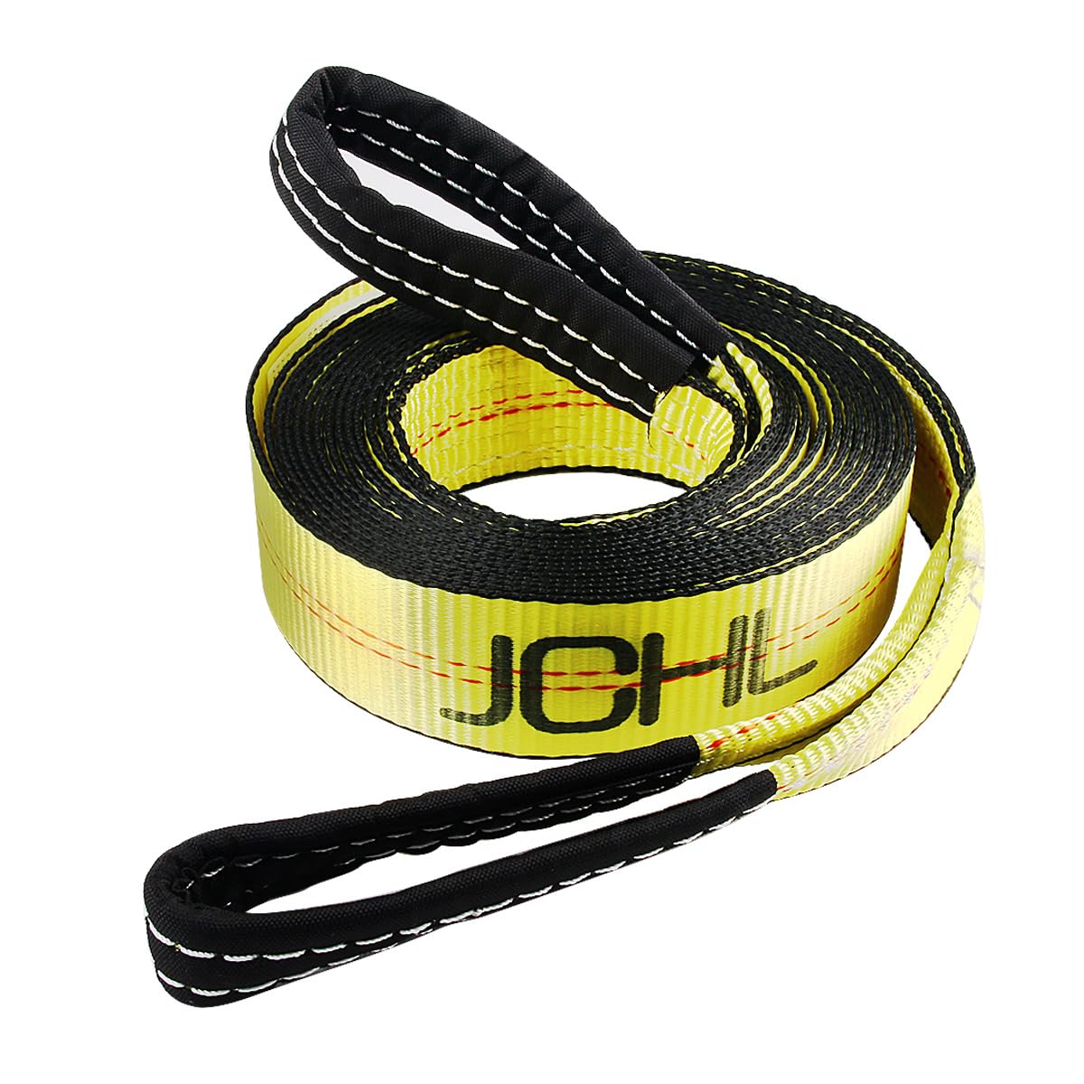Jchl Recovery Tow Strap With Reinforced Loops 2Inx20Ft Heavy Duty 26,000Lb Break Strength Vehicle Recovery Rope For For Car Truc