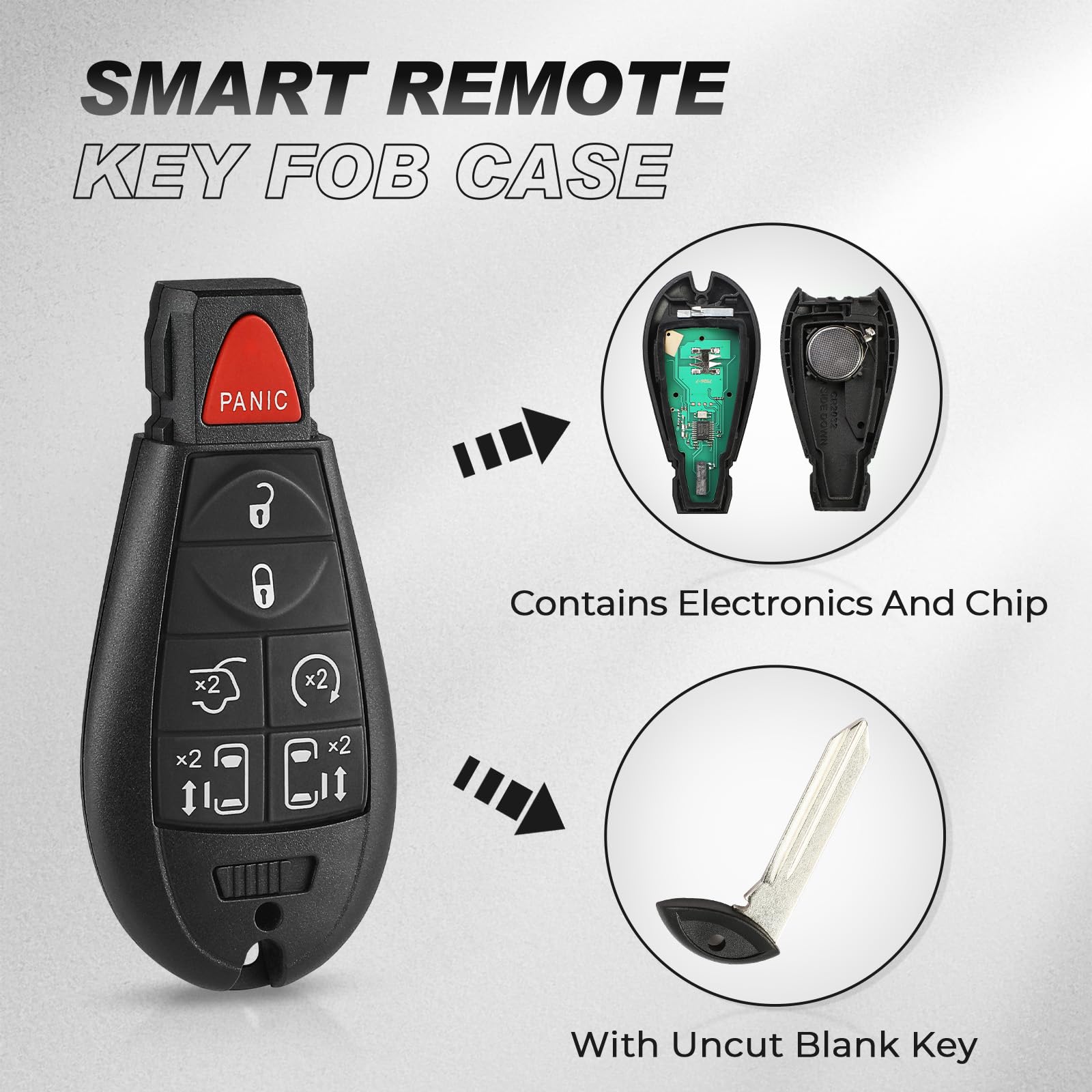 Key Fob Replacement Fit For Dodge Grand Caravan 2008-2018, For Volkswagen Routan Chrysler Town Country Car Keyless Entry Remote