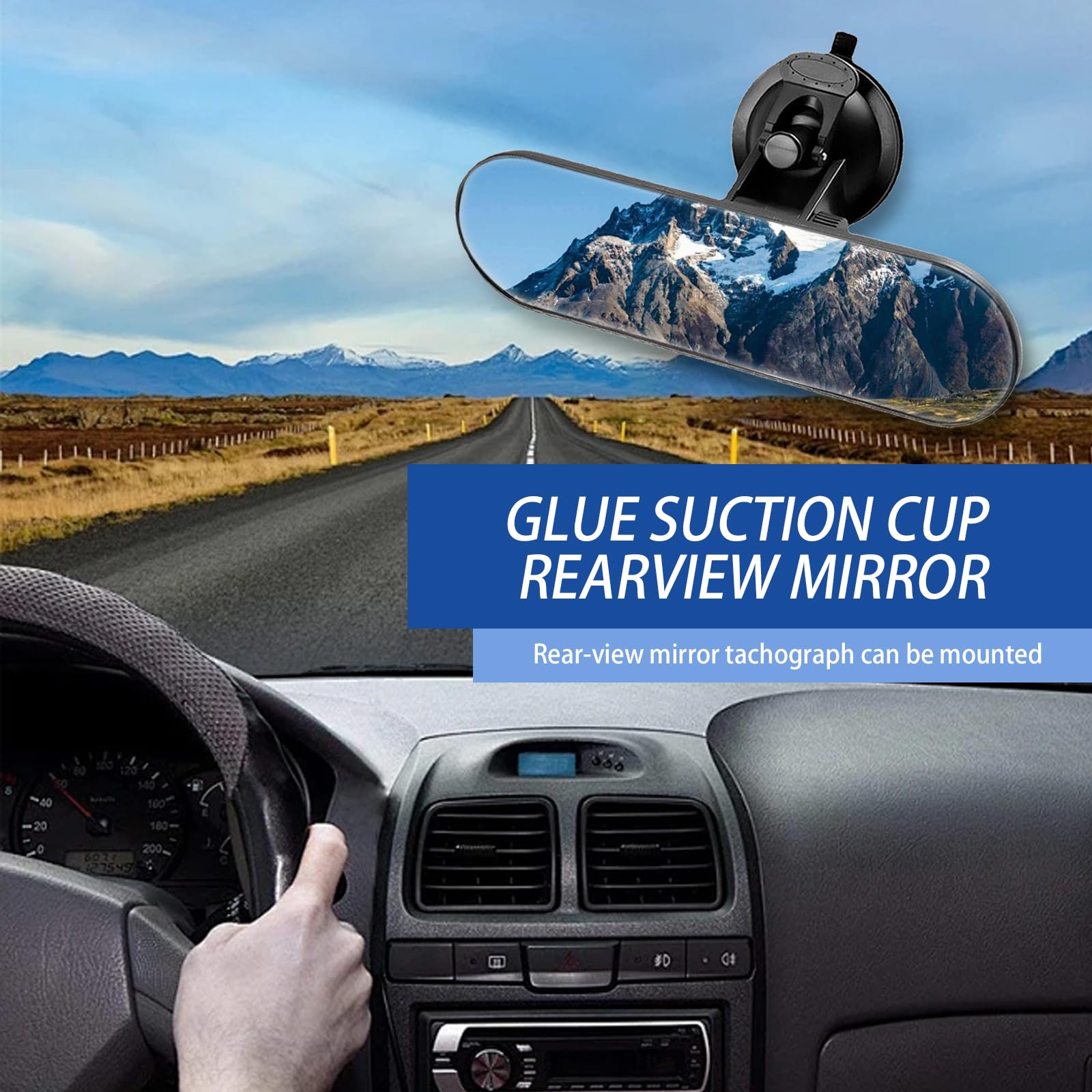 Ajxn Pack-1 Rear View Mirror, Universal Car Interior Rearview Mirror, Anti Glare Rear View Mirror With Suction Cup, Auto Inside Rearview Mirror Provides Wide Angle And Clear View (White)