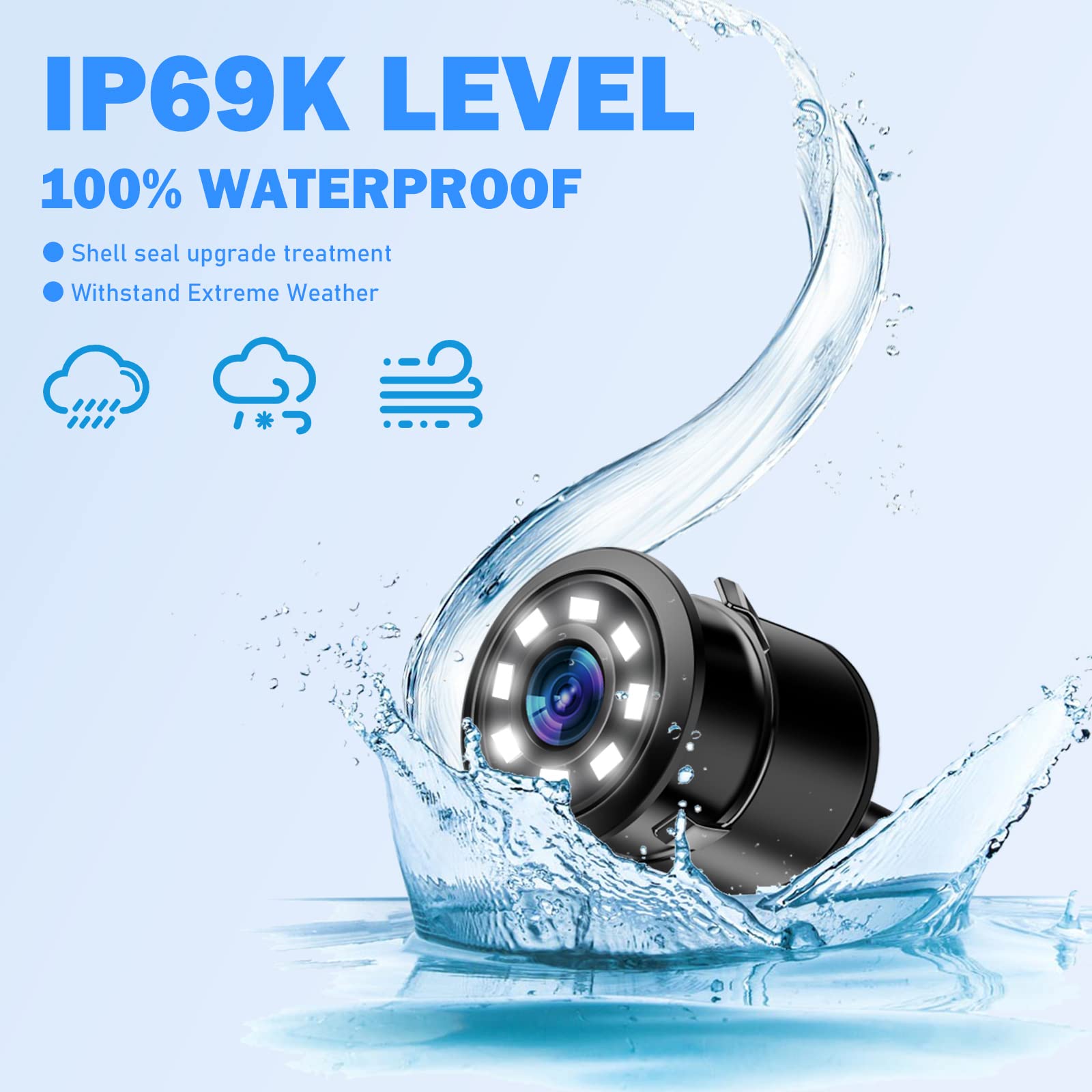 Backup Camera, 8 Led Lights Always Bright Night Lamp Rear View Camera 140 Dynamic Path Guide Line Reverse Camera Waterproof Vehi