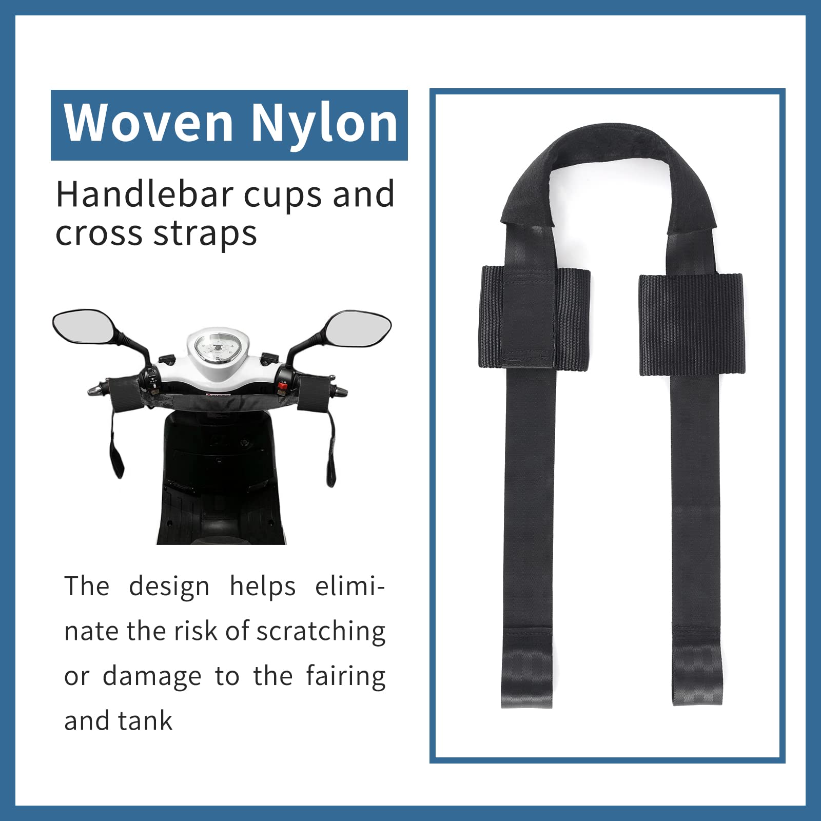 Bar Harness Motorcycle Tie Down Straps, Soft Loop Tie Down Straps Hauling Secure for Motorcycle Handlebar Trailer, Dirt Bike, Sc