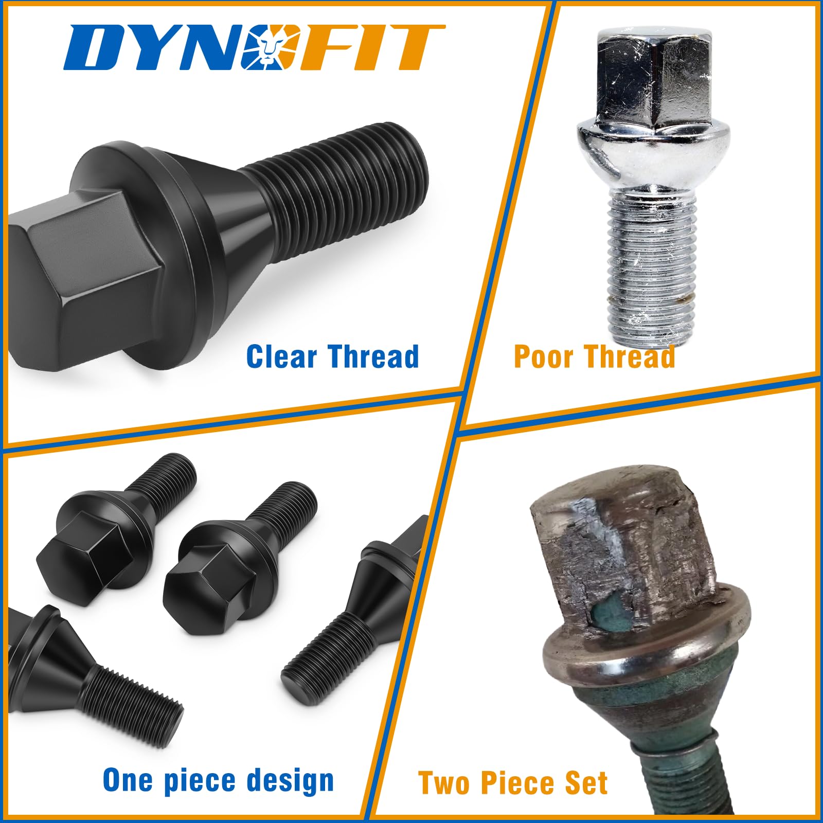 dynofit M12x1.25 OEM/Stock Wheel Lug Bolts 17mm Hex for 2015+ Je/ep Renegade, 2023+ Do-dge Hornet, 20PCS 22mm Shank Wheel Studs,