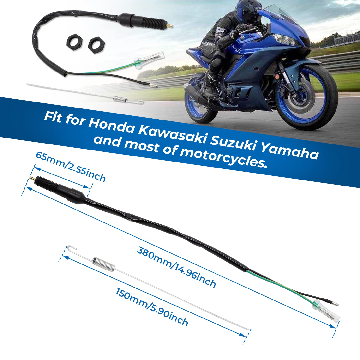 Alpha Rider Universal 2 Wire Rear Brake Light Switch Rear Brake Stop Light Switch For Honda Kawasaki Suzuki Yamaha & Most Motorcycle