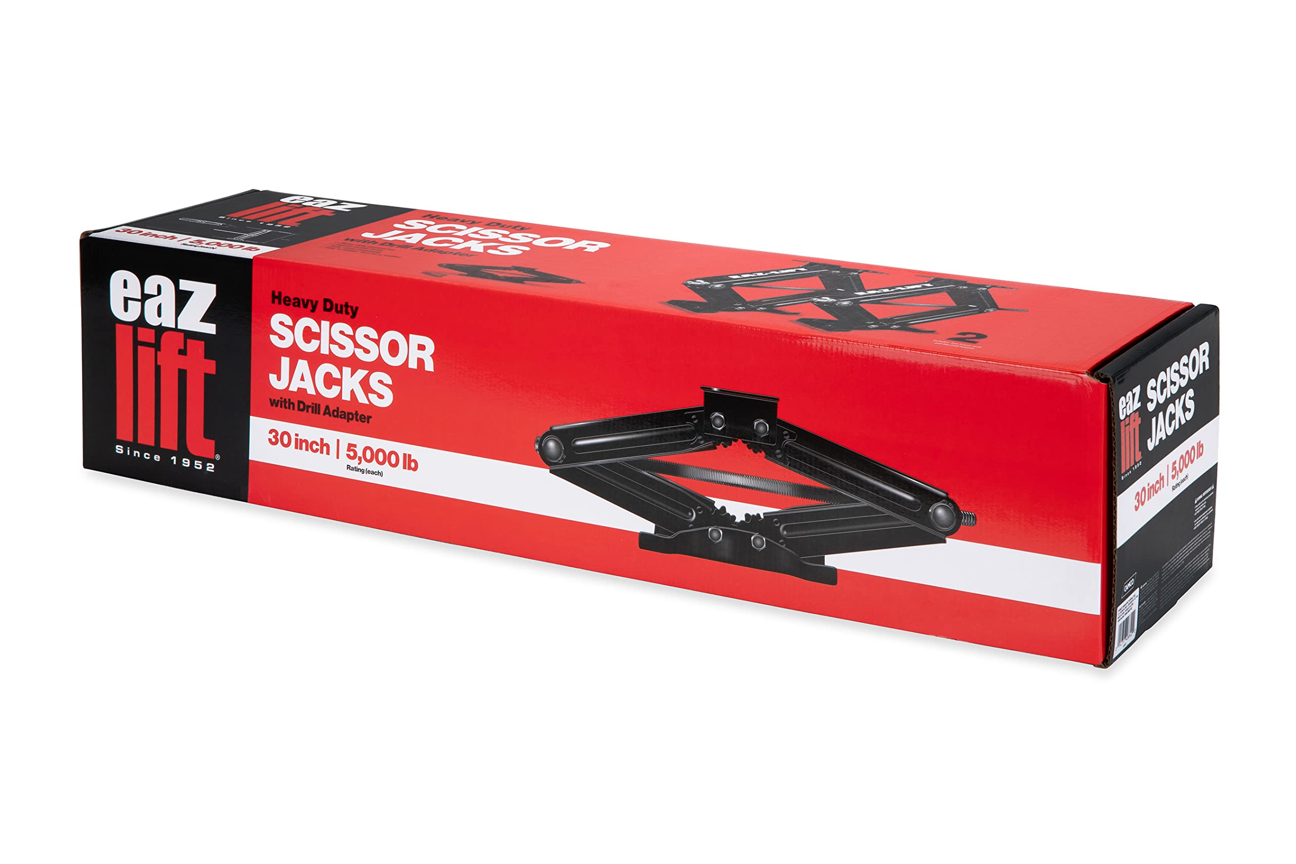 Camco EAZ-Lift 30-Inch Stabilizing RV Scissor Jacks - Features a 5,000lb Load Capacity - Heavy Duty Steel Construction - Set of