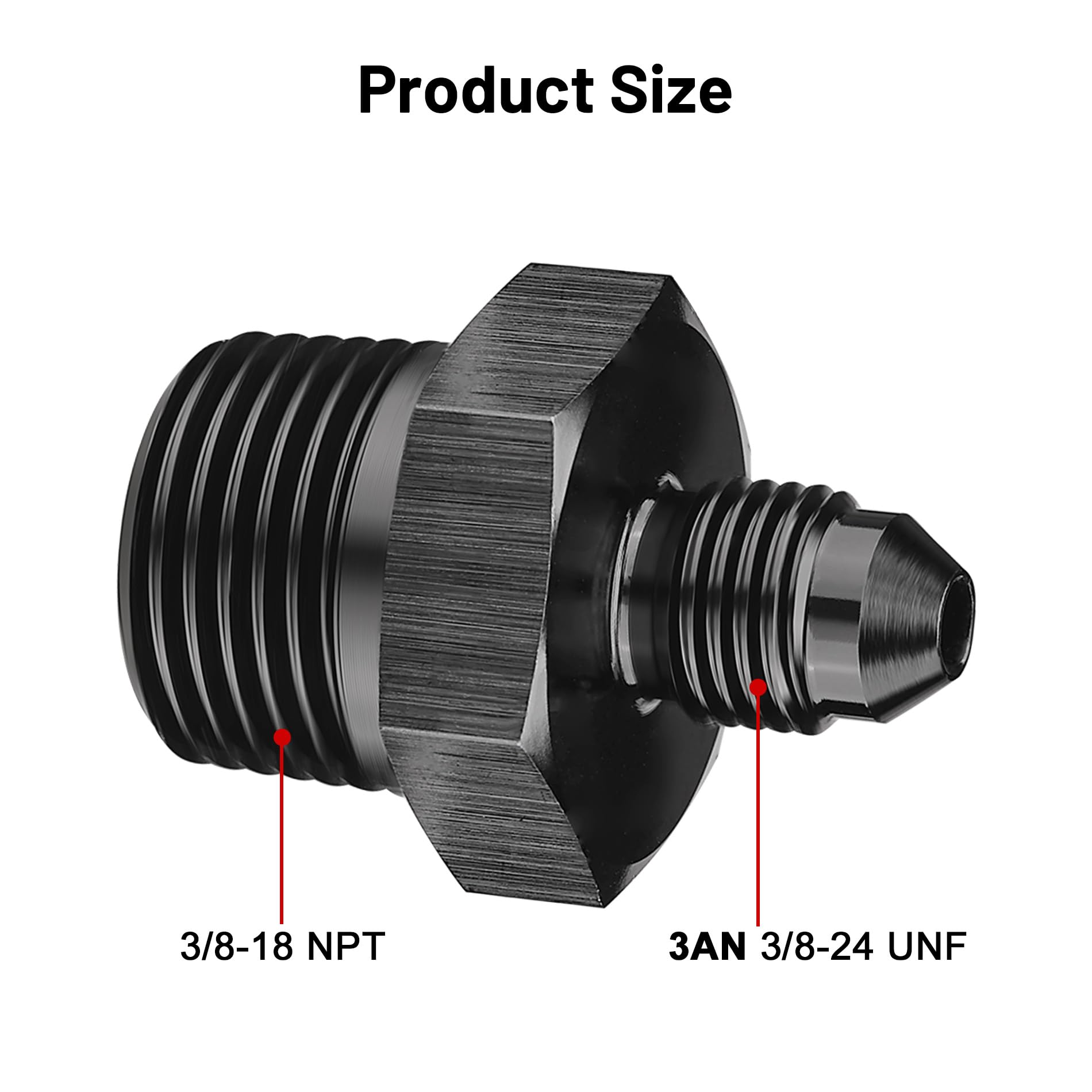 Evil Energy 3An Male Flare To 3/8'' Npt Pipe Fitting Adapter Straight Aluminum Black