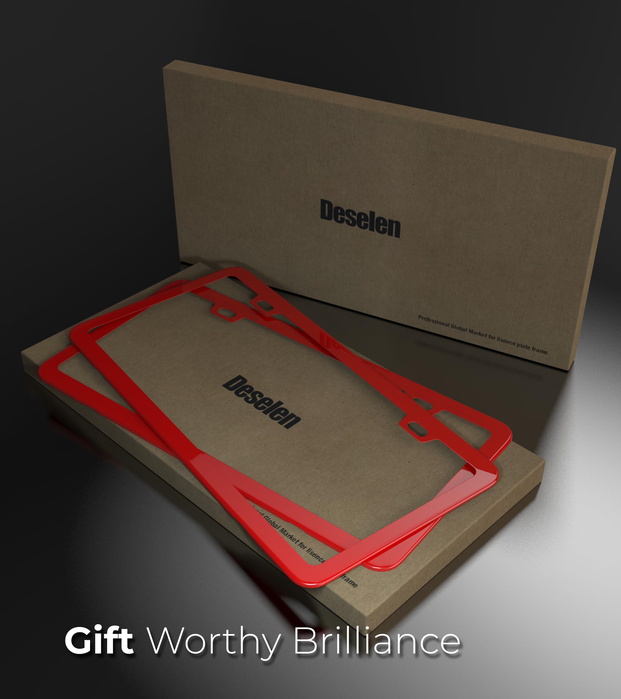 Deselen Red License Plate Frame, Metal Thin Stainless Steel With 2 Holes Screw Cap, 2 Pack (Poinsettia Red)