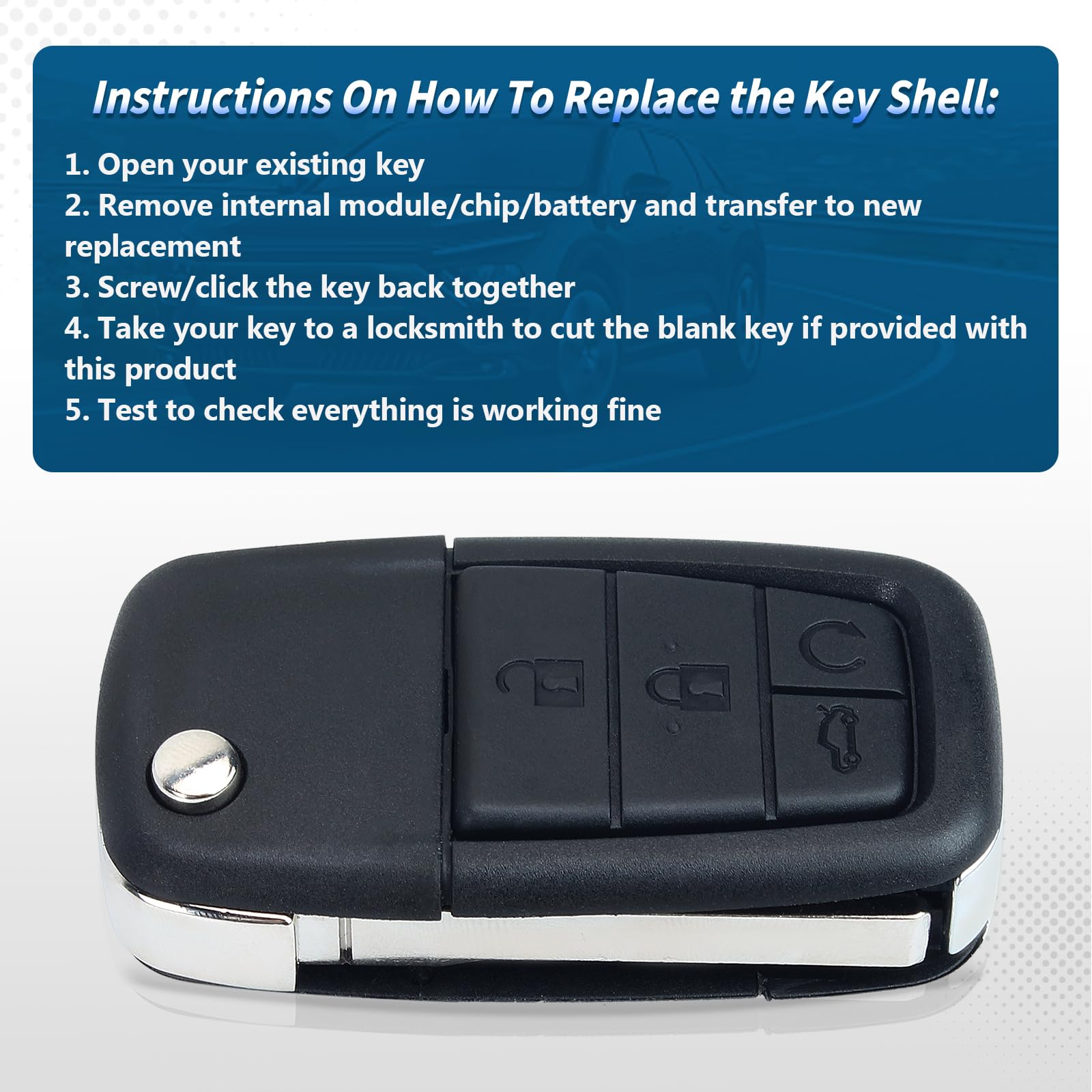 Keyecu Replacement Shell Folding Remote Key Case Fob 5 Button For Pontiac G8 2008-2009