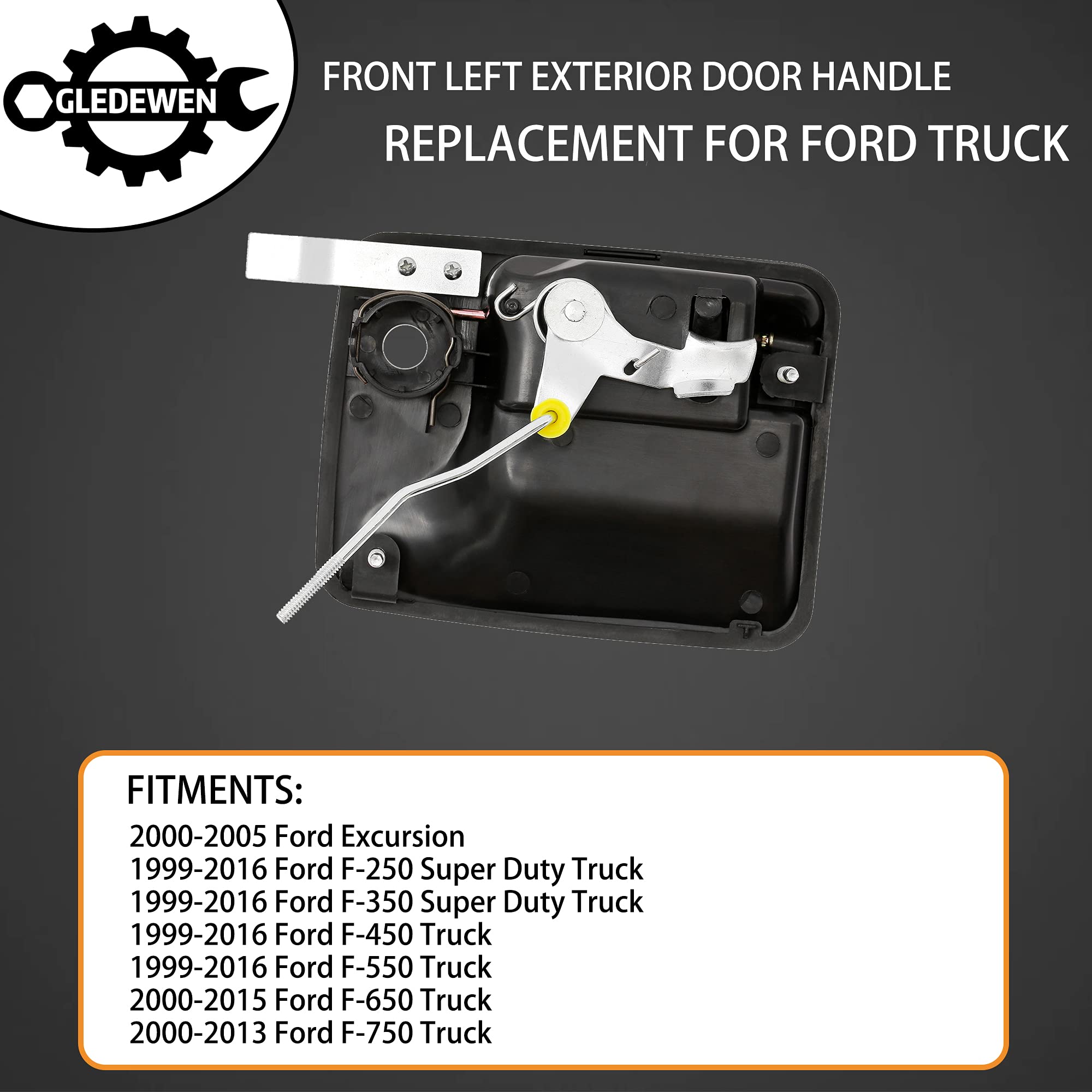 Exterior Door Handle, Compatible With 1999-2016 Ford F-250 F-350 F-450 F-550 Super Duty | 2000-2005 Ford Excursion & More, Front