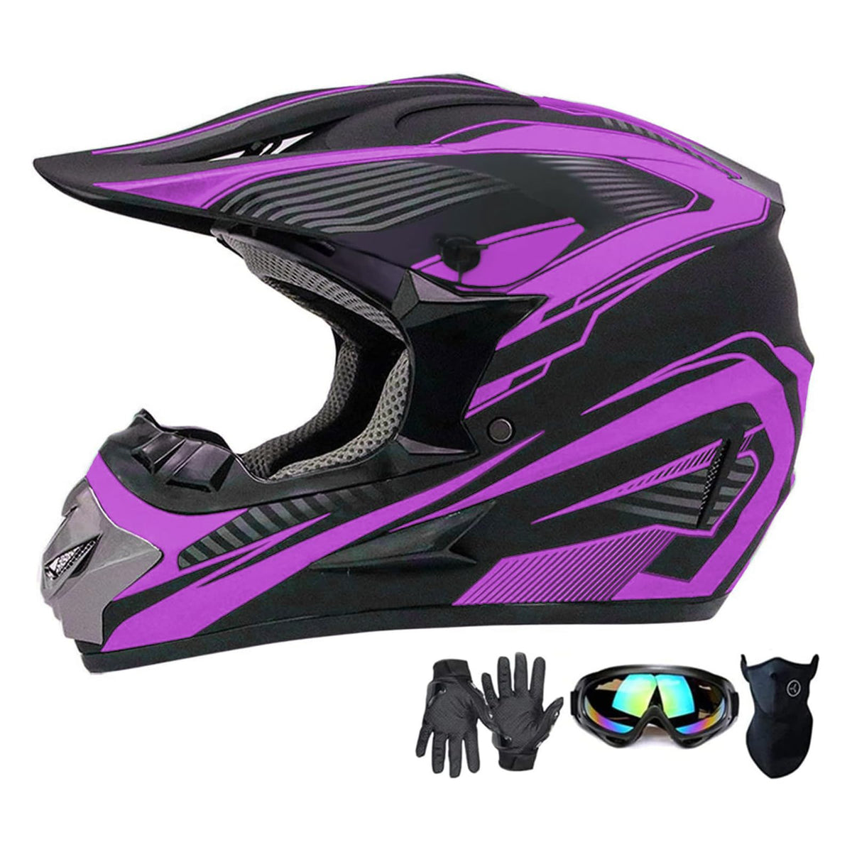 SanQing Motocross Helmet Medium Purple with Adjustable Sun Visor – Carkart