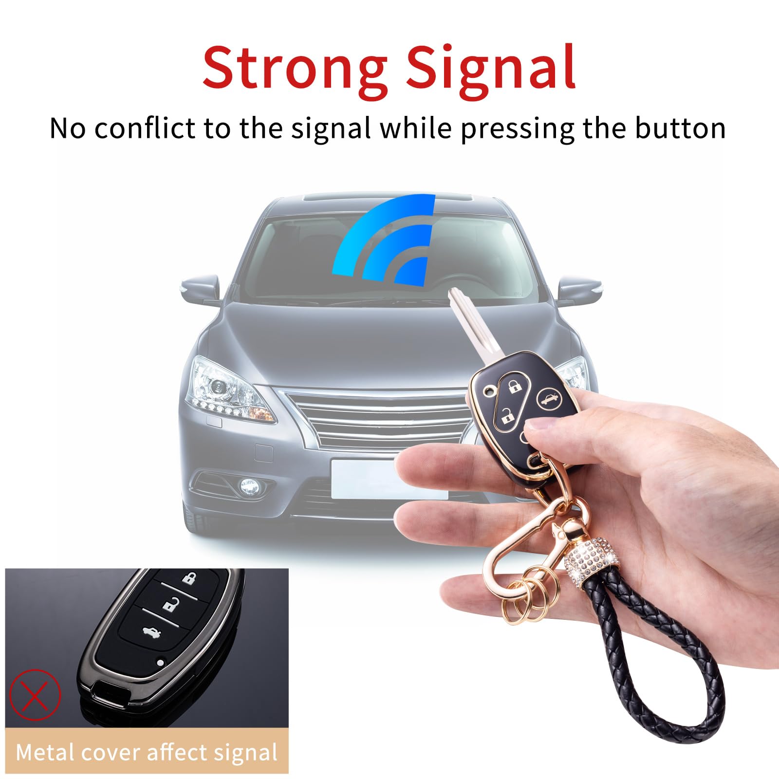 Gematay For Honda Key Fob Cover With Keychain Lanyard, Key Fob Protector Compatible With Honda 2003-2012 Accord /2006-2013 Civic