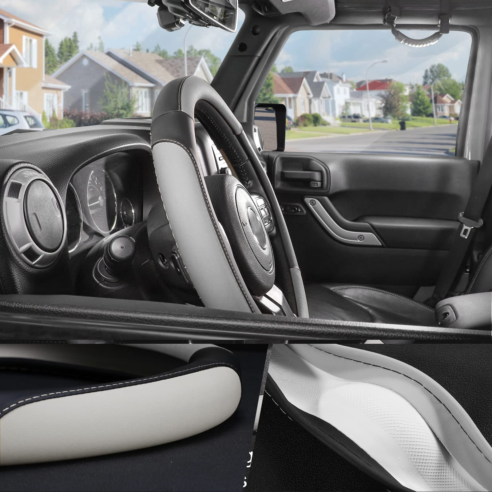 SEG Direct Car Steering Wheel Cover Large Size for F150 F250 F350 Ram 4Runner Tacoma Tundra Range Rover with 15 1/2 inches-16 in